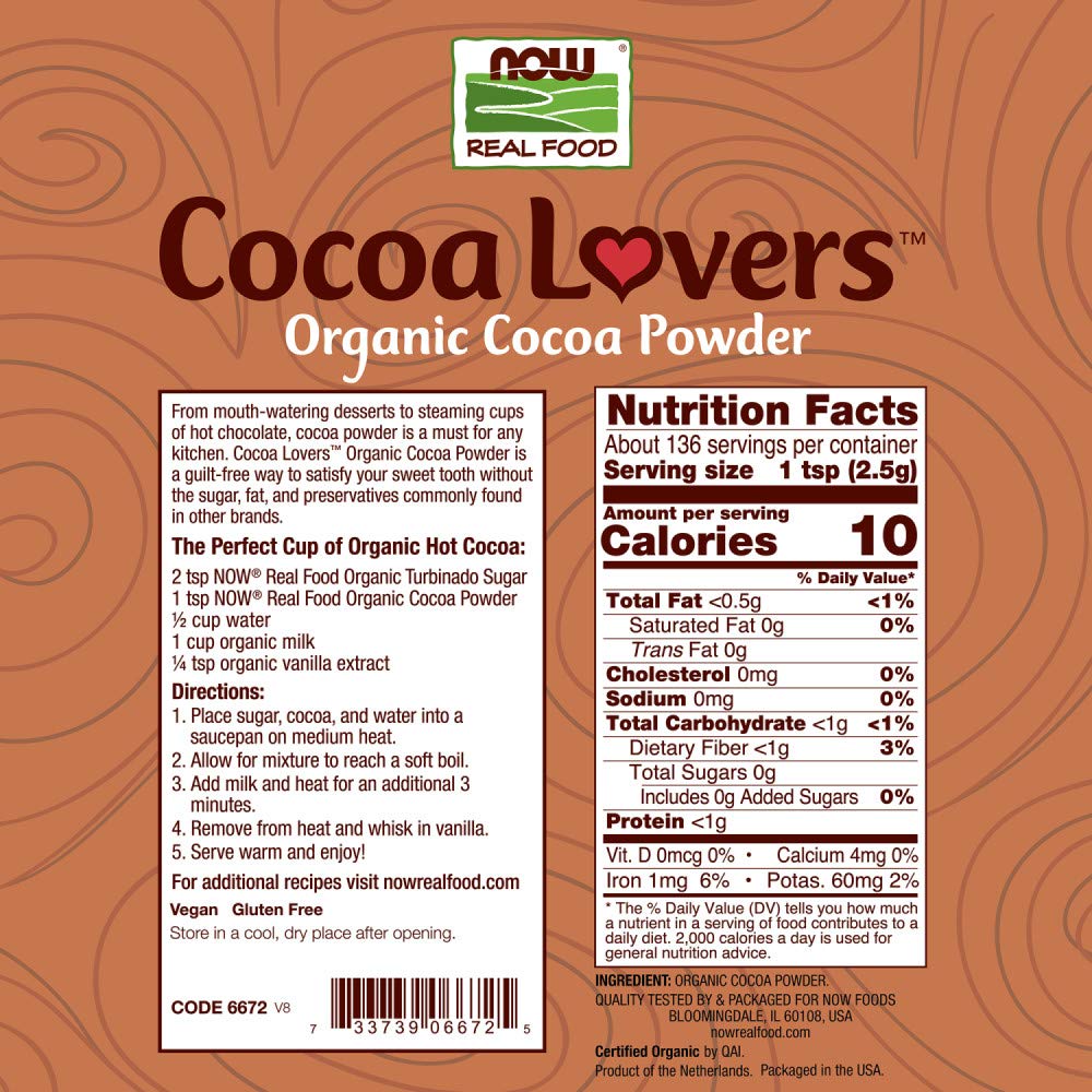 Pre-Order | Arrives in 5–10 Days – NOW Foods Organic Cocoa Powder, Unsweetened-12 oz