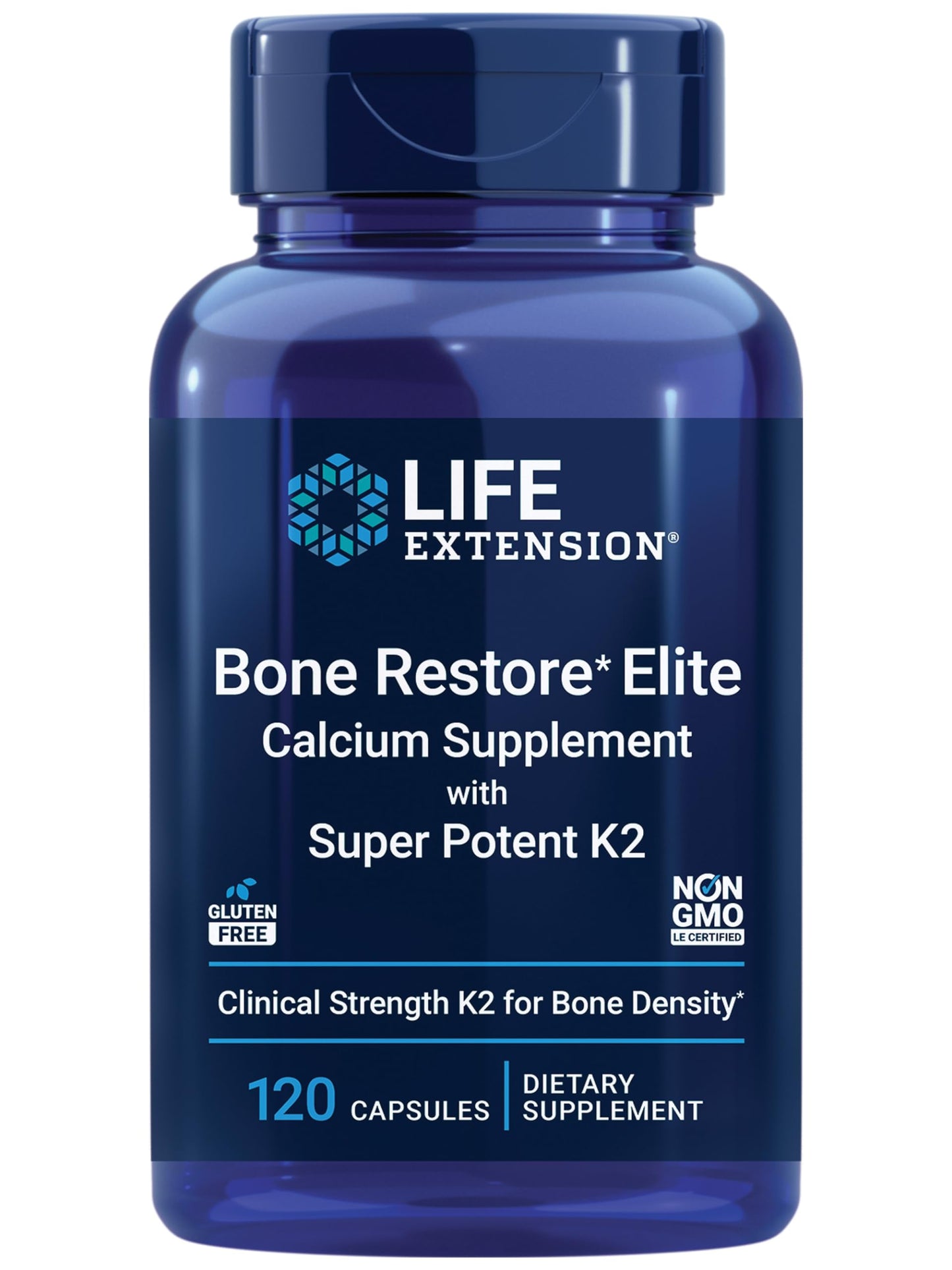 Pre-Order | Arrives in 5–10 Days – Life Extension Bone Restore Elite Calcium Supplement with Super Potent K2, Calcium, Vitamin D3, Magnesium, Boron, zinc, Vitamin K2, for Bone Health, Gluten-Free, Non-GMO, 120 Capsules