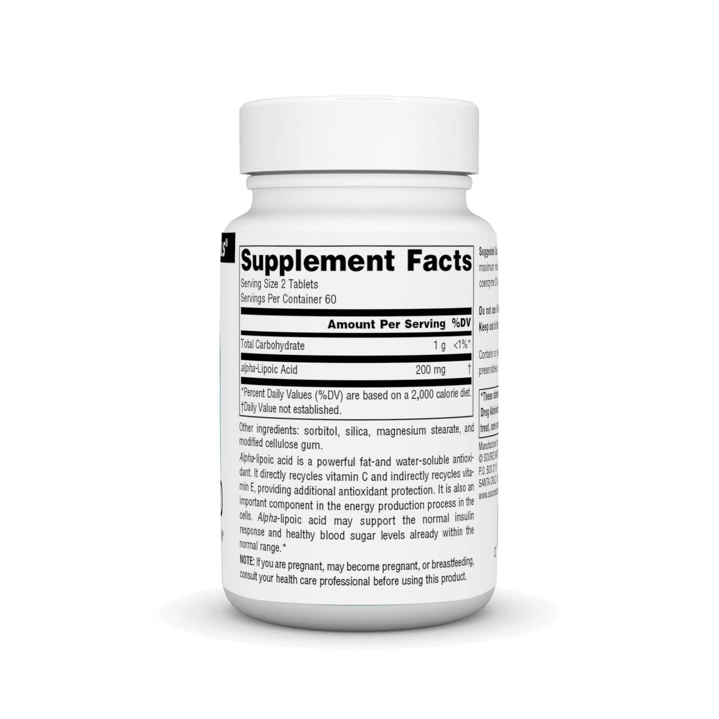 Pre-Order | Arrives in 5–10 Days – Source Naturals Alpha Lipoic Acid Supports Healthy Sugar Metabolism, Liver Function & Energy Generation* - 100 mg - 120 Tablets