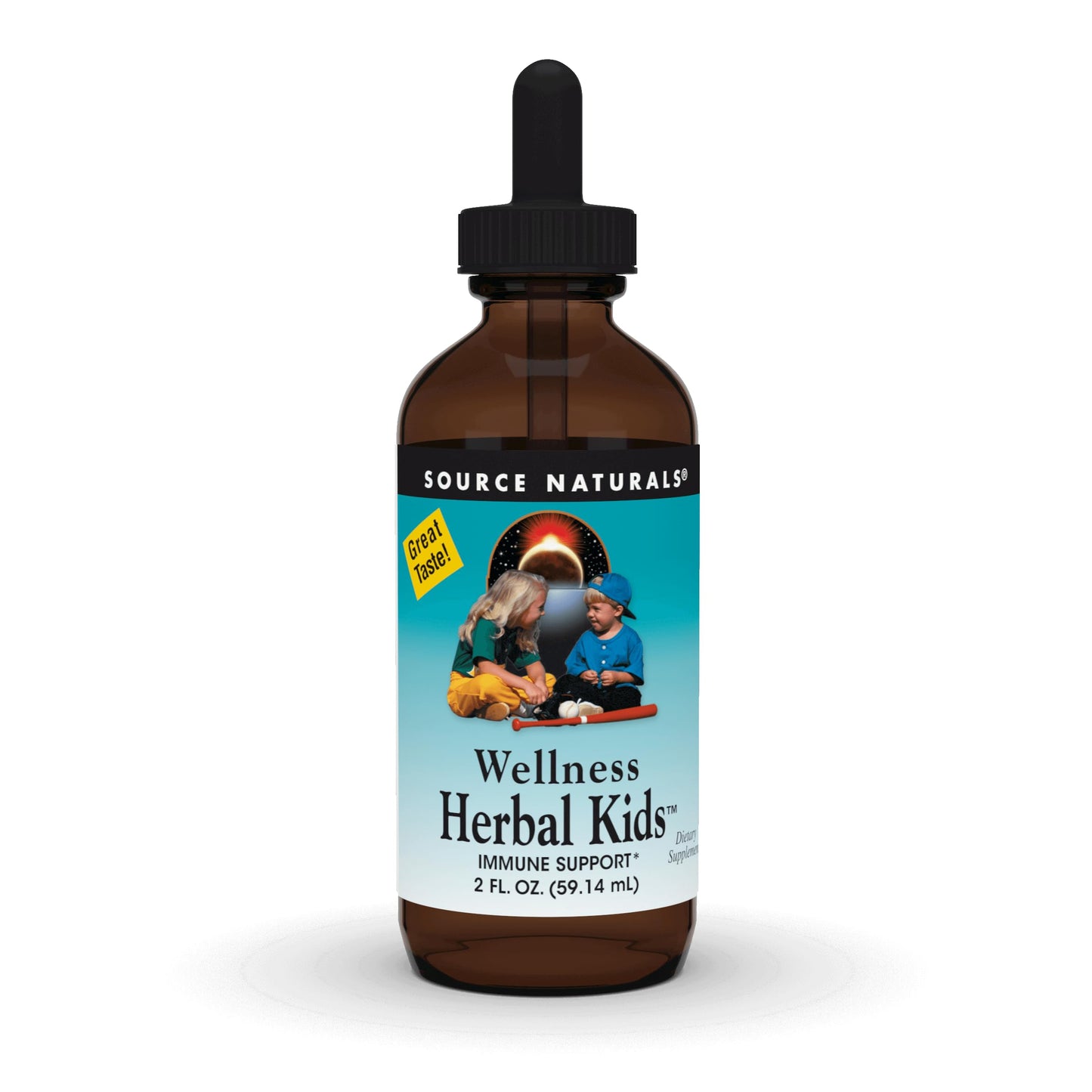 Pre-Order | Arrives in 5–10 Days – Source Naturals Wellness Herbal Kids, for Immune System Support - Contains Echinacea, Yin Chiao, Elderberry, & More - 2 Fluid oz
