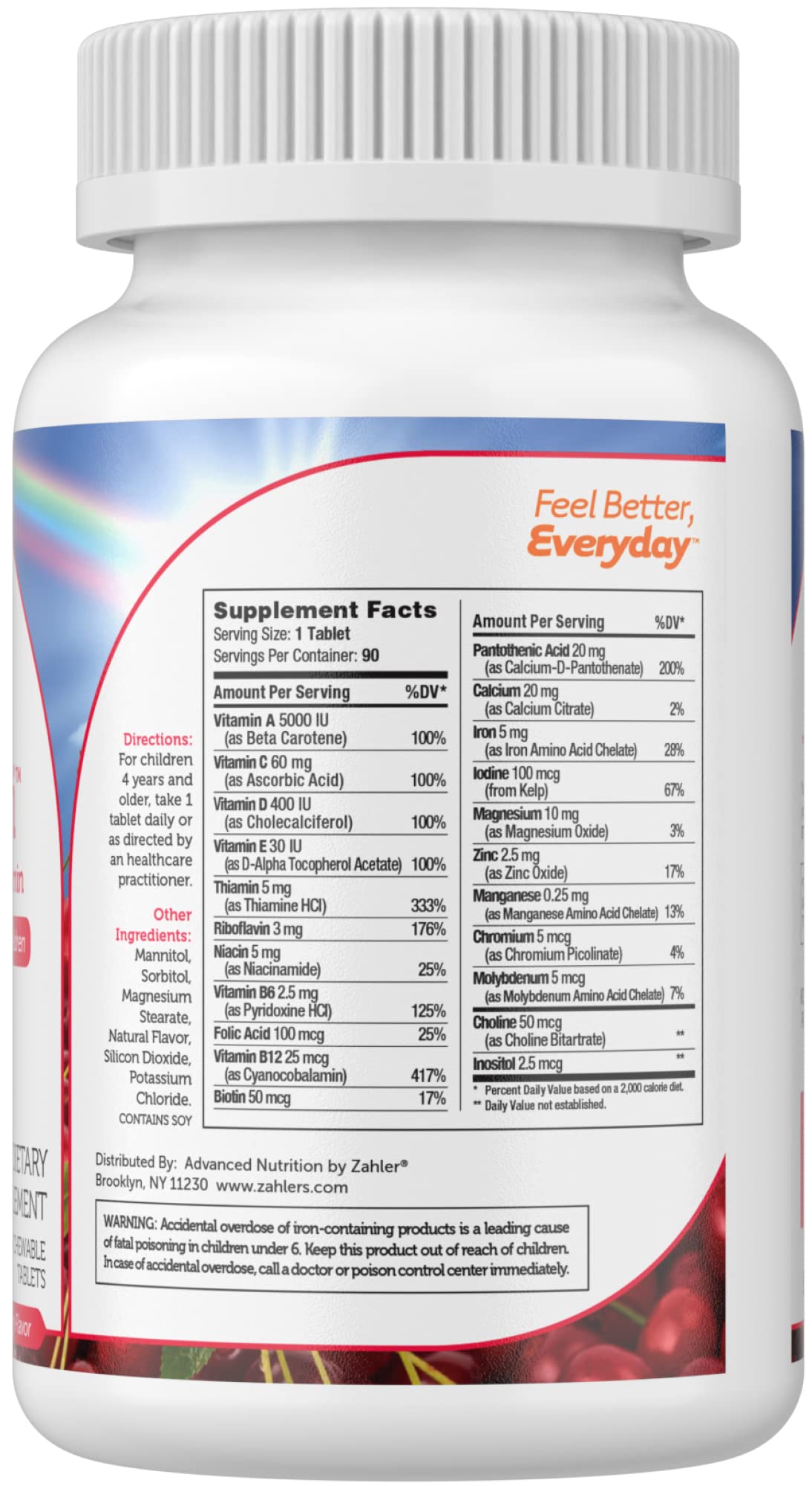 Pre-Order | Arrives in 5–10 Days – Zahler Kids Multivitamin Chewable Vitamin Tablet - Complete One Daily Kids Vitamins Supplement - Contains 20+ Minerals & Vitamins for Kids & Toddlers - Kosher Multivitamins Cherry Flavor (90)