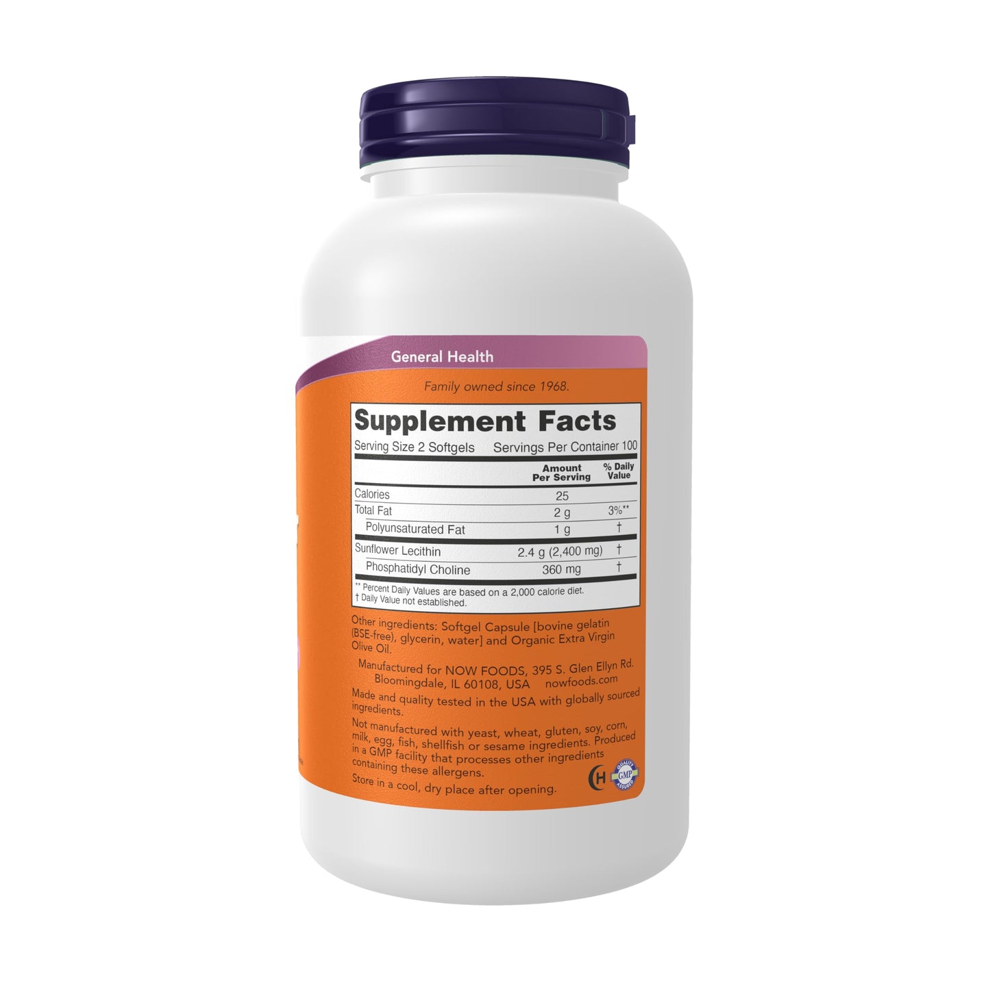 Pre-Order | Arrives in 5–10 Days – NOW Supplements, Sunflower Lecithin 1200 mg with Phosphatidyl Choline, 200 Softgels