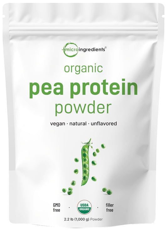 Pre-Order | Arrives in 5–10 Days – Micro Ingredients North America Grown, Organic Pea Protein Powder, 1KG (2.2 Pounds) | Plant-Based Vegan Protein, Meatless Protein Supplement, Rich in Branched Chain Amino Acids | Non-GMO, Soy Free