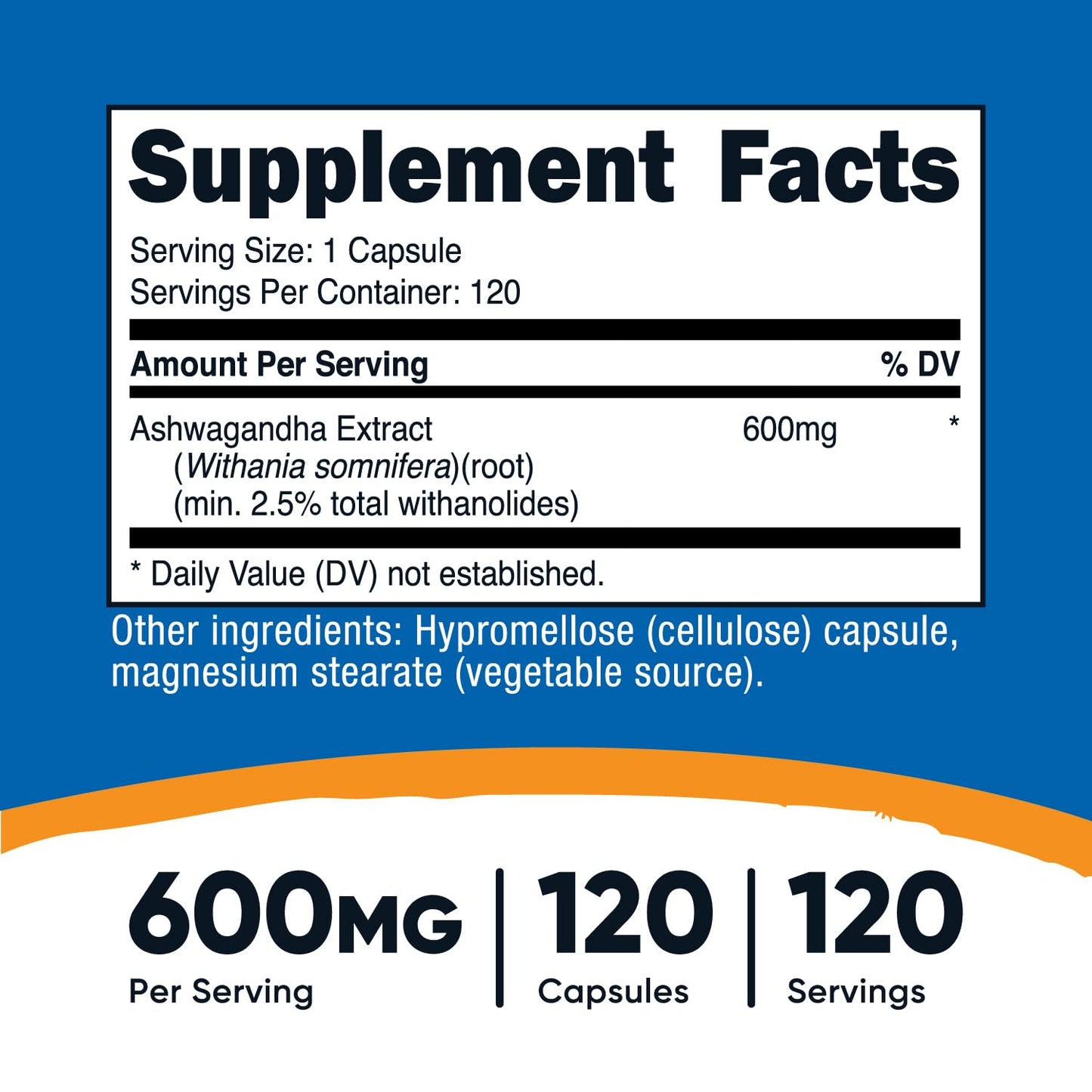 Pre-Order | Arrives in 5–10 Days – Nutricost Ashwagandha Herbal Supplement 600mg, 120 Capsules - Vegetarian, Non-GMO, Gluten Free, Ashwagandha Root