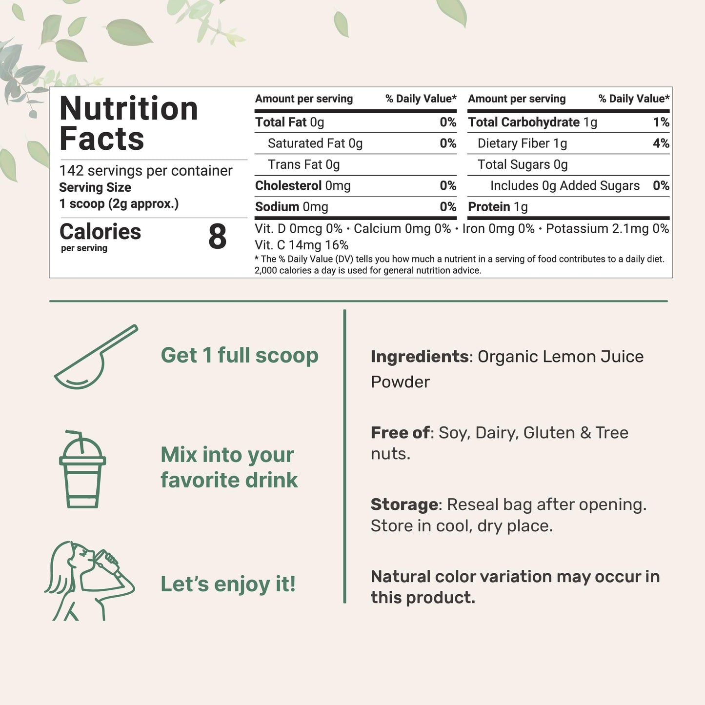 Pre-Order | Arrives in 5–10 Days – Organic Lemon Juice powder, 10 Ounce | 100% Natural Fruit Powder | Cold Pressed Lemons Source | No Sugar & Additives | Great Flavor for Drinks, Smoothie, & Beverages | Non-GMO & Vegan Friendly