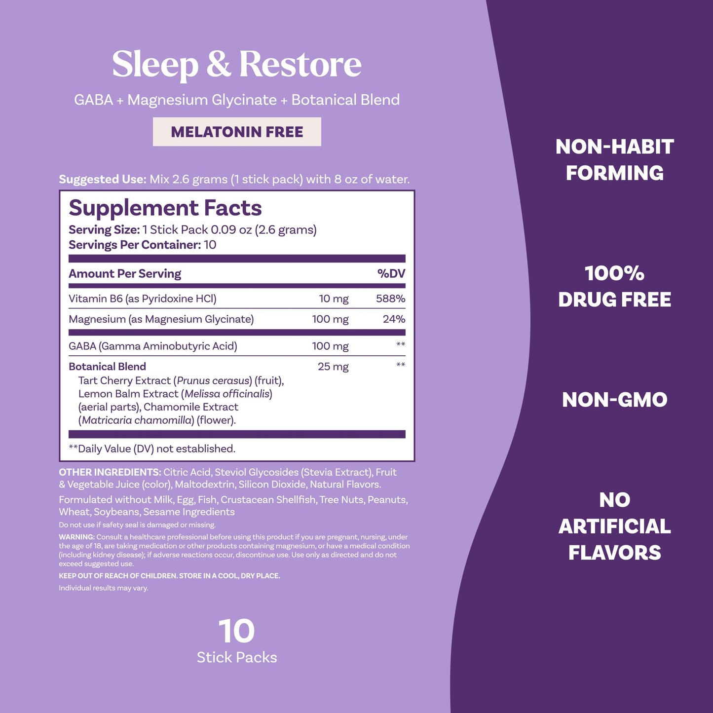 Pre-Order | Arrives in 5–10 Days – Natrol Sleep & Restore Calming Drink Mix with Magnesium Glycinate, Magnesium Sleep Aid, Melatonin-Free, Cherry, 10 Stick Packs