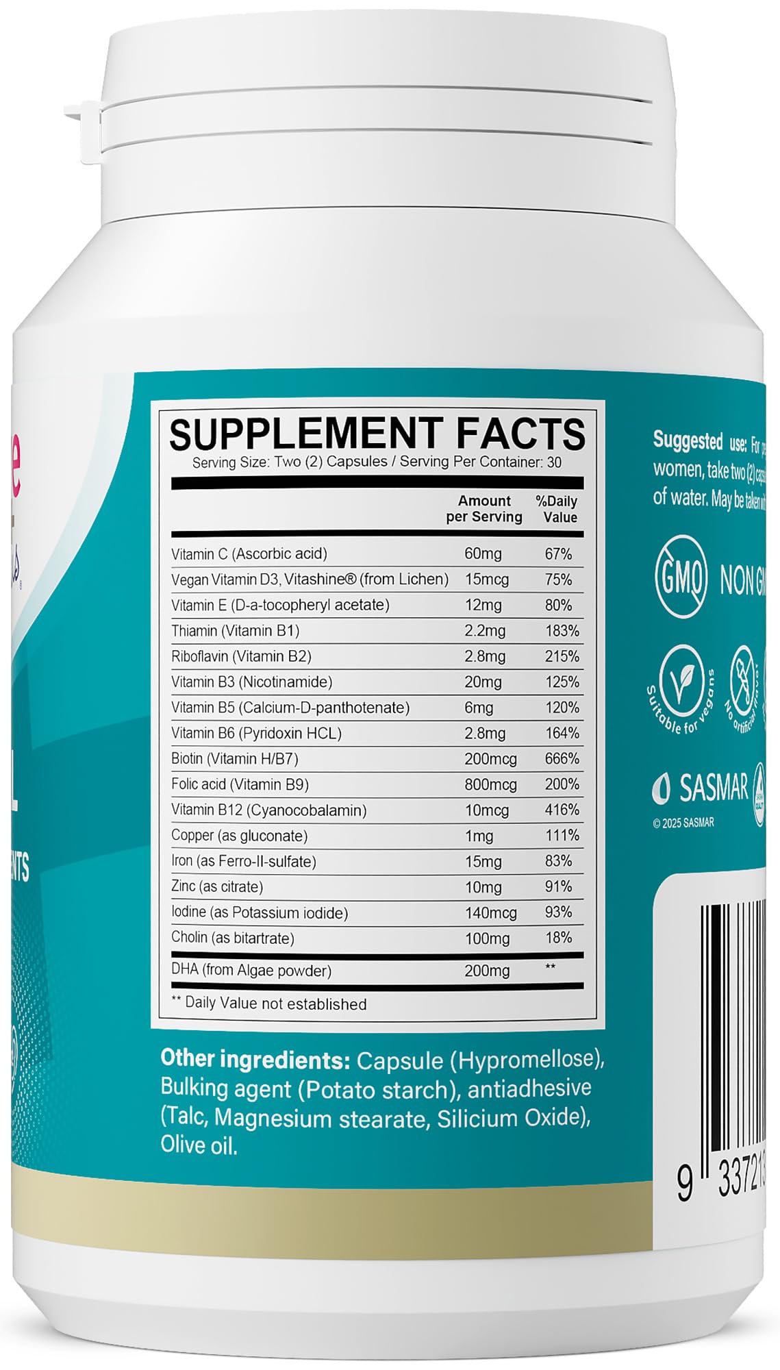 Pre-Order | Arrives in 5–10 Days – Conceive Plus Prenatal Vitamins for Women Supplement - Multivitamin With Folic Acid for Pregnancy Vegan, Choline, Iron - Pre Natal Vitamins DHA, Non GMO - Maternity Vitamin for Brain & Eye 60 Capsules