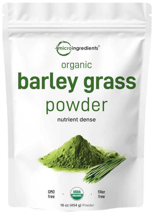 Pre-Order | Arrives in 5–10 Days – Organic Barley Grass Powder, 16 Ounces | US Grown | Rich in Vitamins, Minerals, Fibers, & Antioxidants | Superfood Greens Mix for Immune Health and Digestion Support | Non-GMO