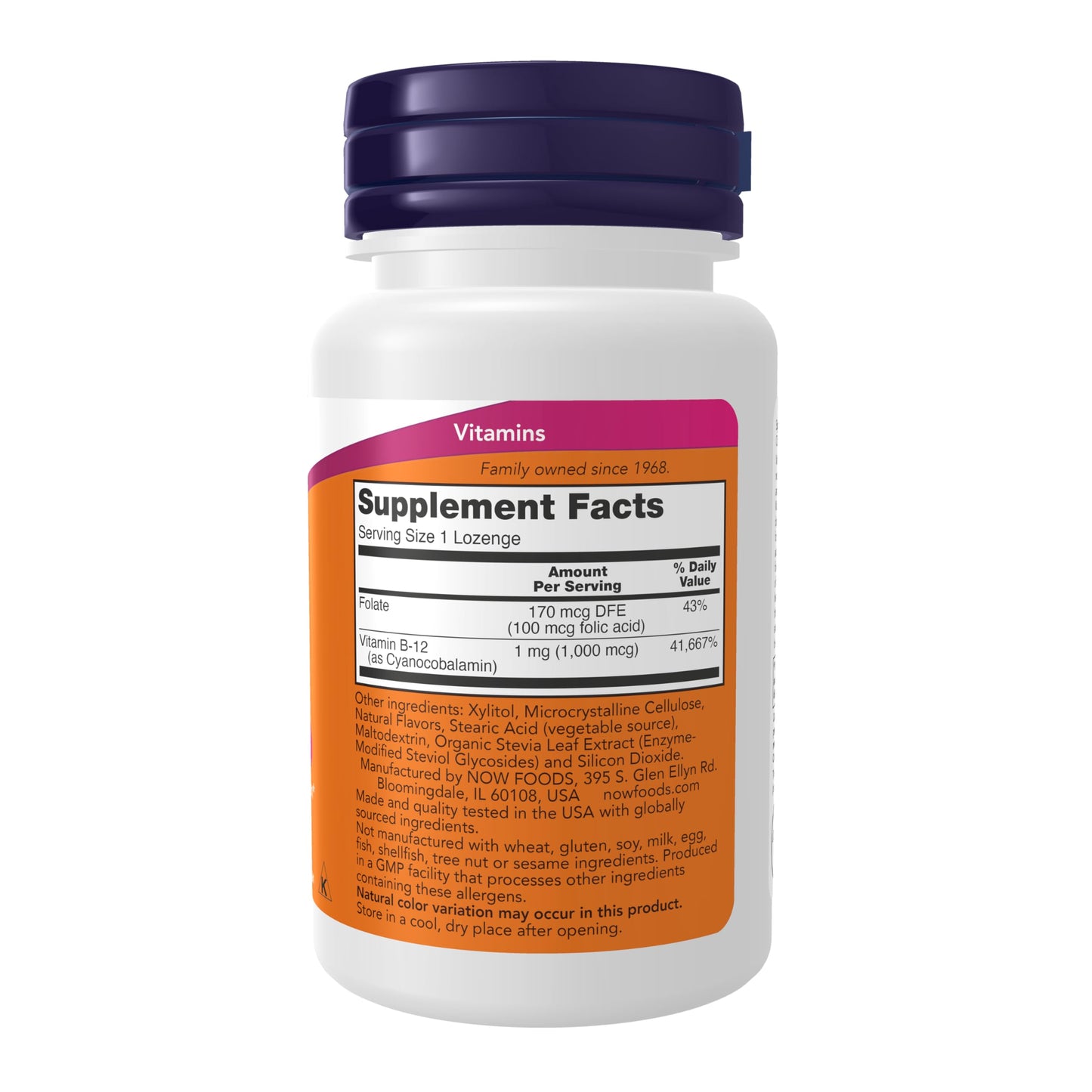 Pre-Order | Arrives in 5–10 Days – NOW Supplements, Vitamin B-12 1,000 mcg with Folic Acid, Nervous System Health*, 100 Chewable Lozenges