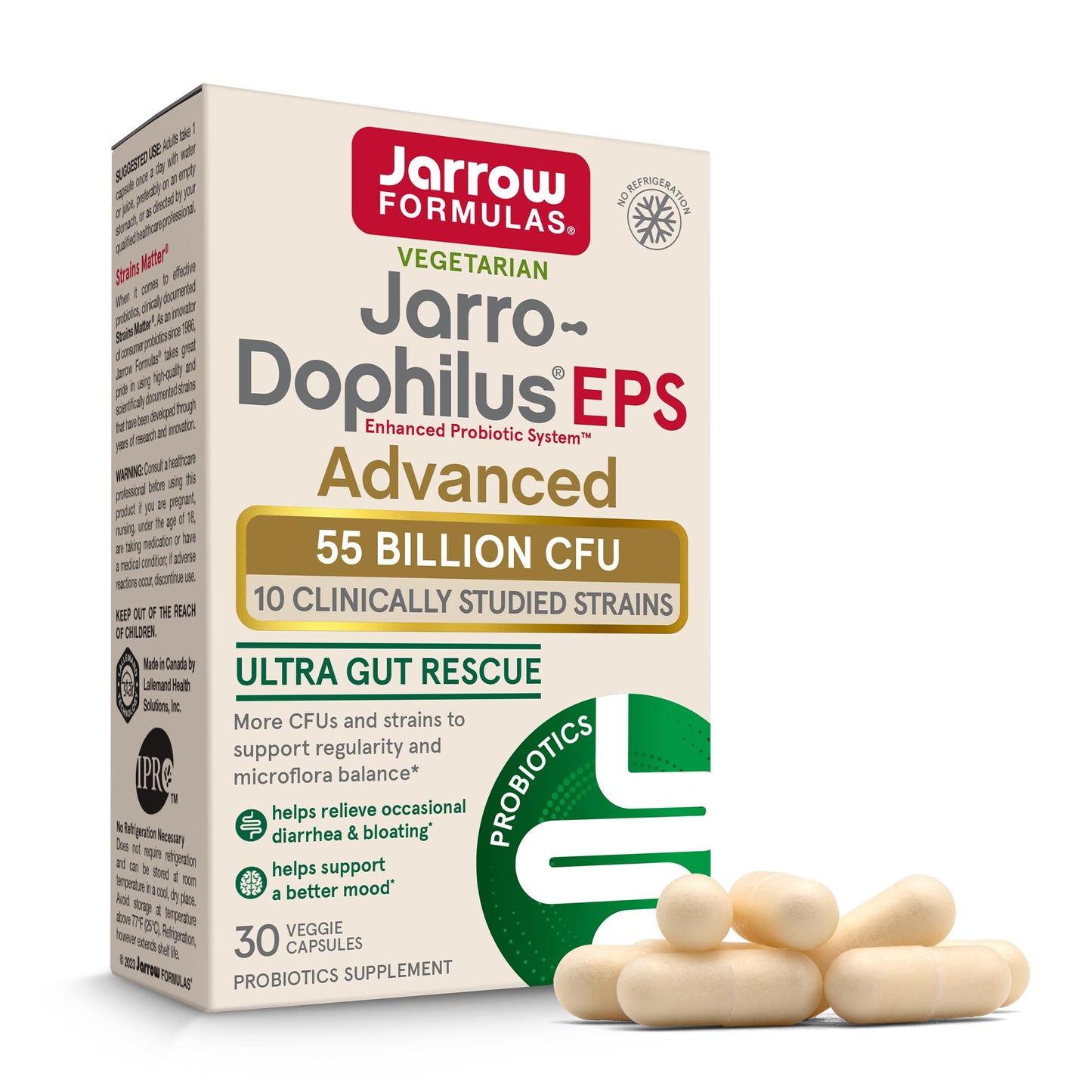 Pre-Order | Arrives in 5–10 Days – Jarrow Formulas Jarro-Dophilus EPS Advanced, 55 Billion CFU Probiotics, Digestive Support for Adults, 30 Probiotic Supplement Veggie Capsules, Up to 30 Day Supply