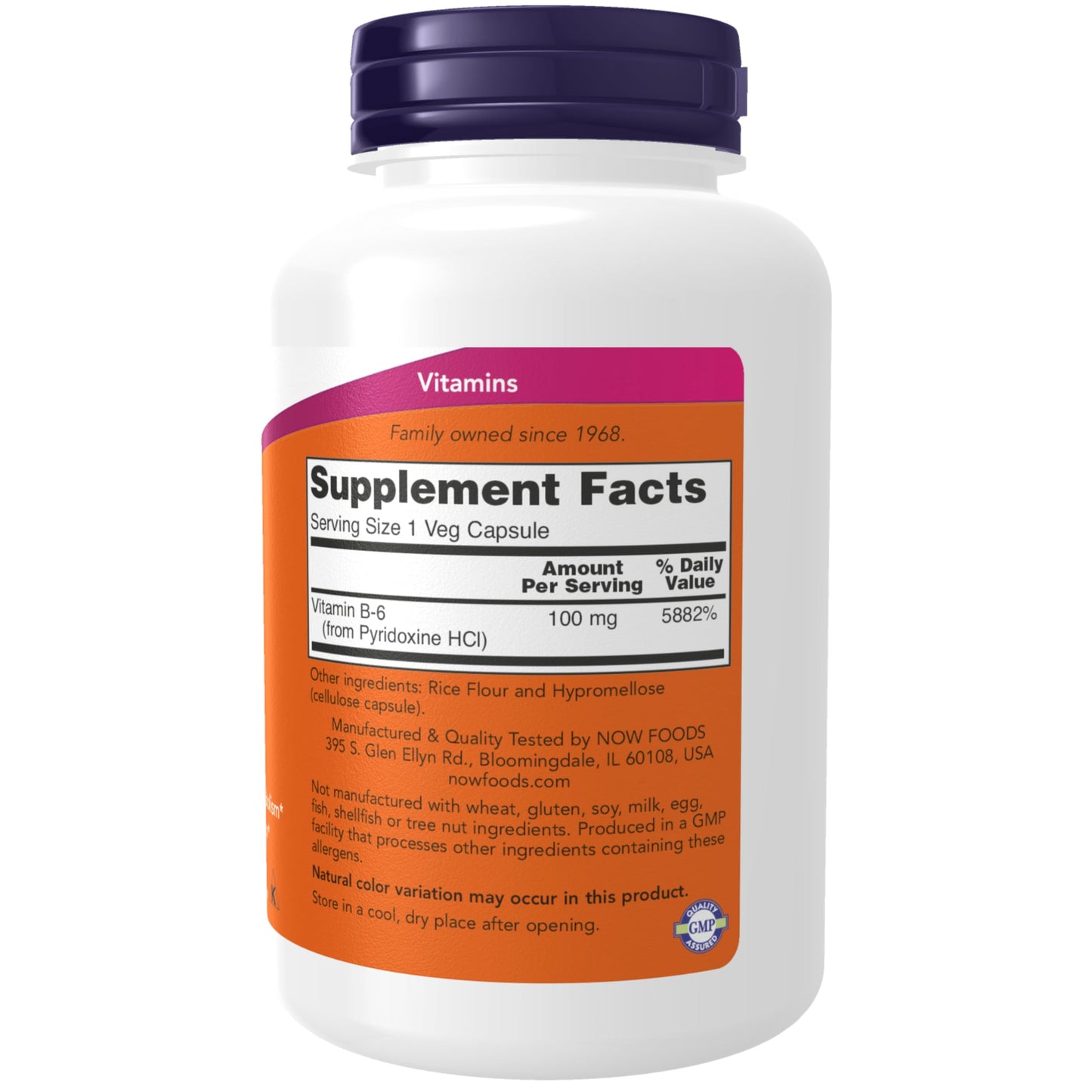 Pre-Order | Arrives in 5–10 Days – NOW Foods Supplements, Vitamin B-6 (Pyridoxine HCl) 100 mg, Cardiovascular Health, 250 Veg Capsules