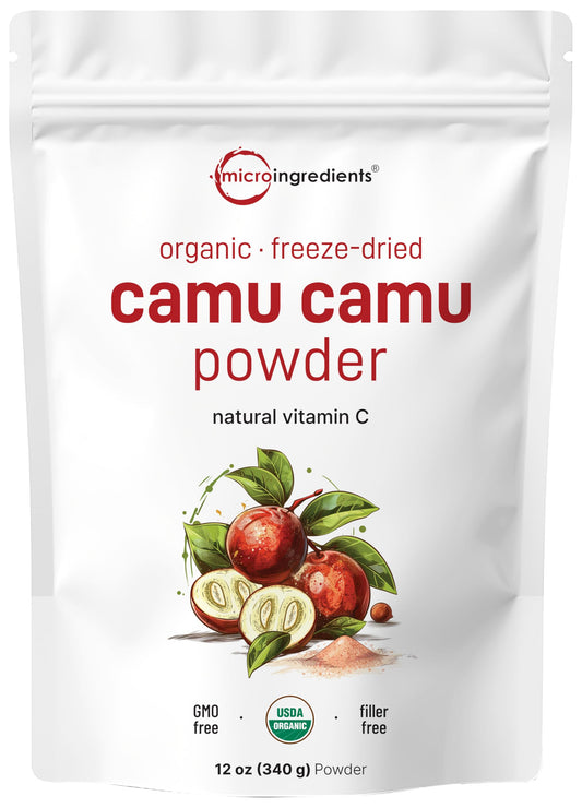 Pre-Order | Arrives in 5–10 Days – Organic Camu Camu Powder, 12 oz | High Natural Vitamin C Level | Fresh Freeze-Dried Berries Source | No GMOs, Vegan Friendly