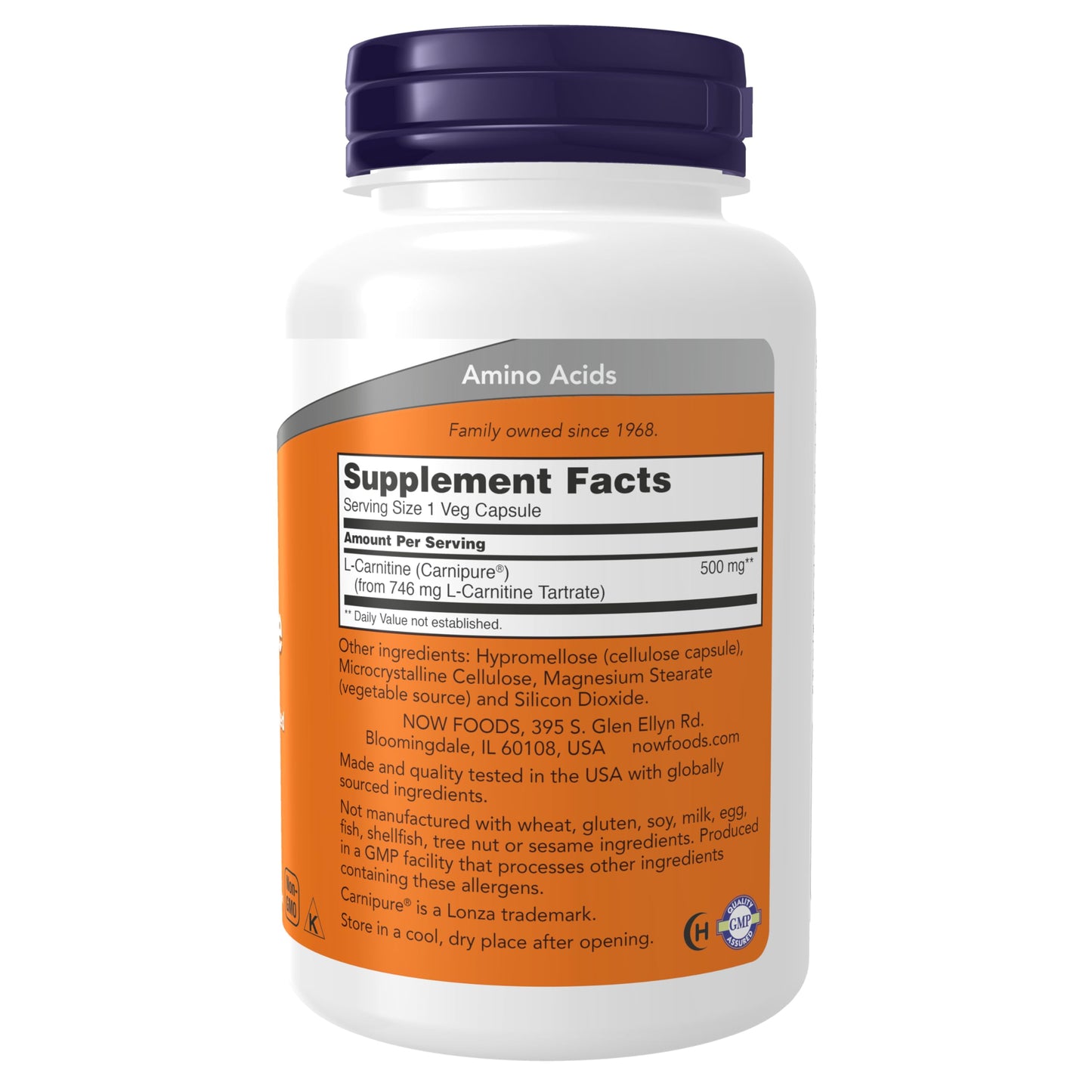 Pre-Order | Arrives in 5–10 Days – NOW Foods Supplements, L-Carnitine 500mg, Purest Form, Amino Acid, Fitness Support*, 180 Veg Capsules