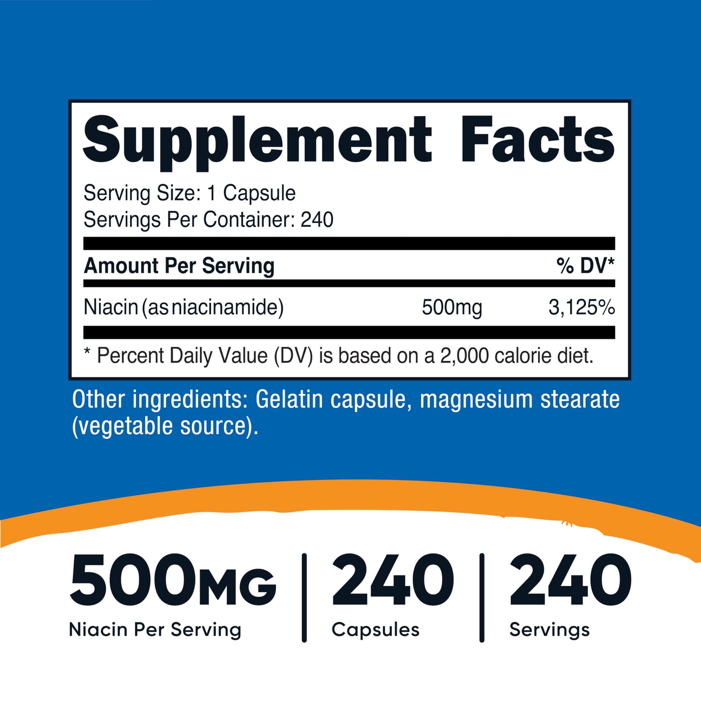 Pre-Order | Arrives in 5–10 Days – Nutricost Niacinamide (Vitamin B3) 500mg, 240 Capsules - Non-GMO, Gluten Free, Flush Free Vitamin B3