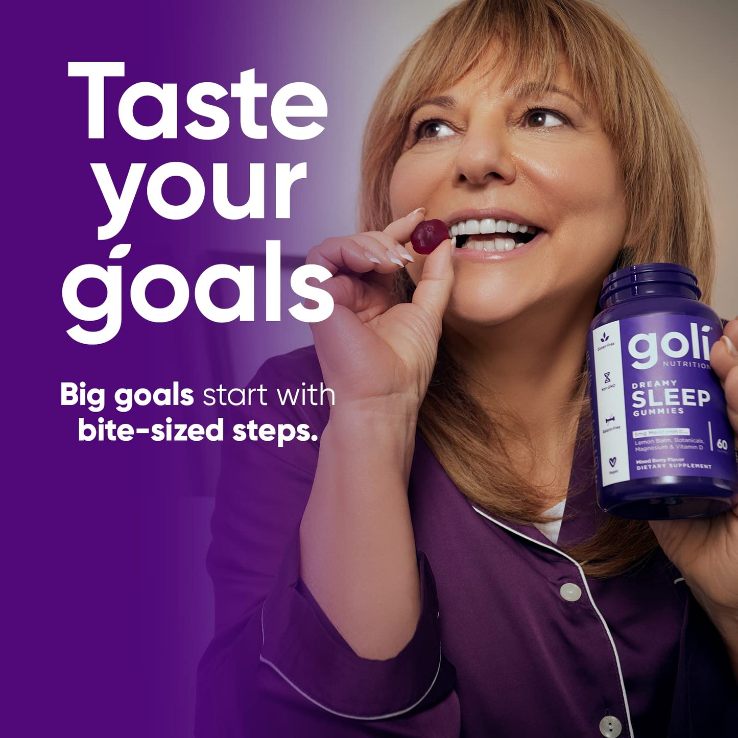 Pre-Order | Arrives in 5–10 Days – Goli Dreamy Sleep Gummy - 60 Count - Melatonin, Vitamin D, Magnesium, and Lemon Balm Extract - Gelatin-Free, Gluten-Free, Vegan & Non-GMO