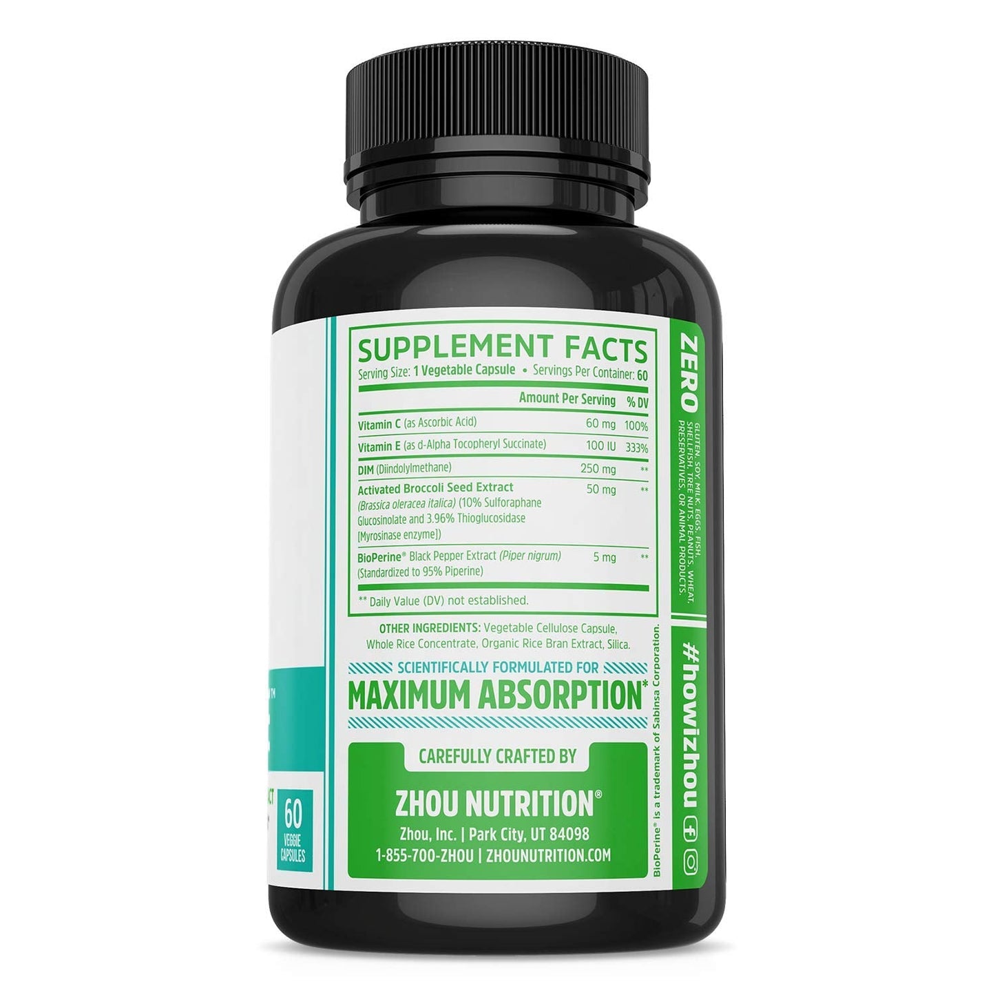 Pre-Order | Arrives in 5–10 Days – Zhou DIM Active - DIM Supplement, Hormone Balance for Women & Men, Hormonal Support with 250mg Diindolylmethane - 60 Vegan Capsules