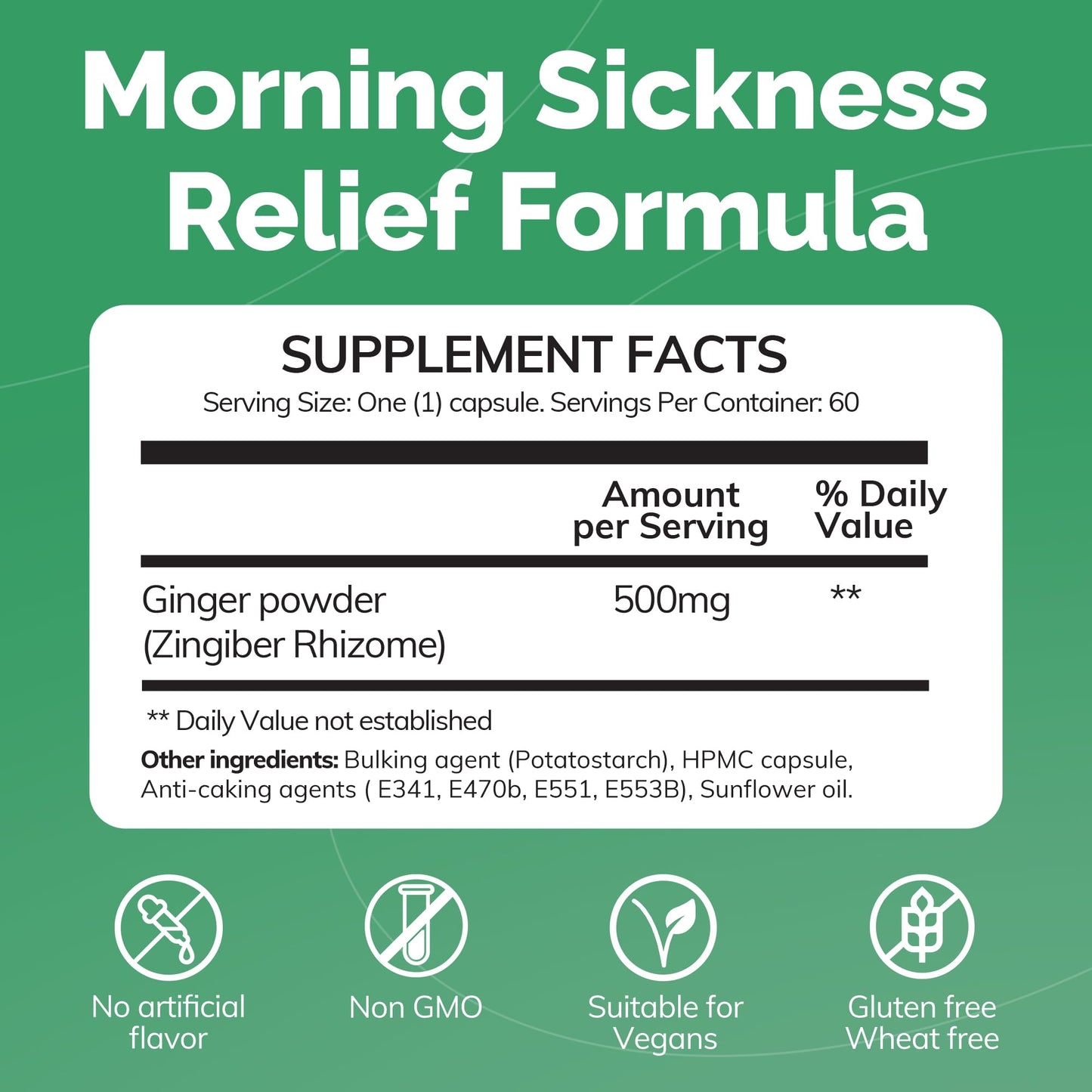 Pre-Order | Arrives in 5–10 Days – CONCEIVE PLUS Morning Sickness Relief - Pure Dried Ginger Powder - Relief from Nausea, Motion & Stomach Discomfort During Pregnancy - Essential for Expecting Moms - Non-GMO - 60 Vegan Capsules