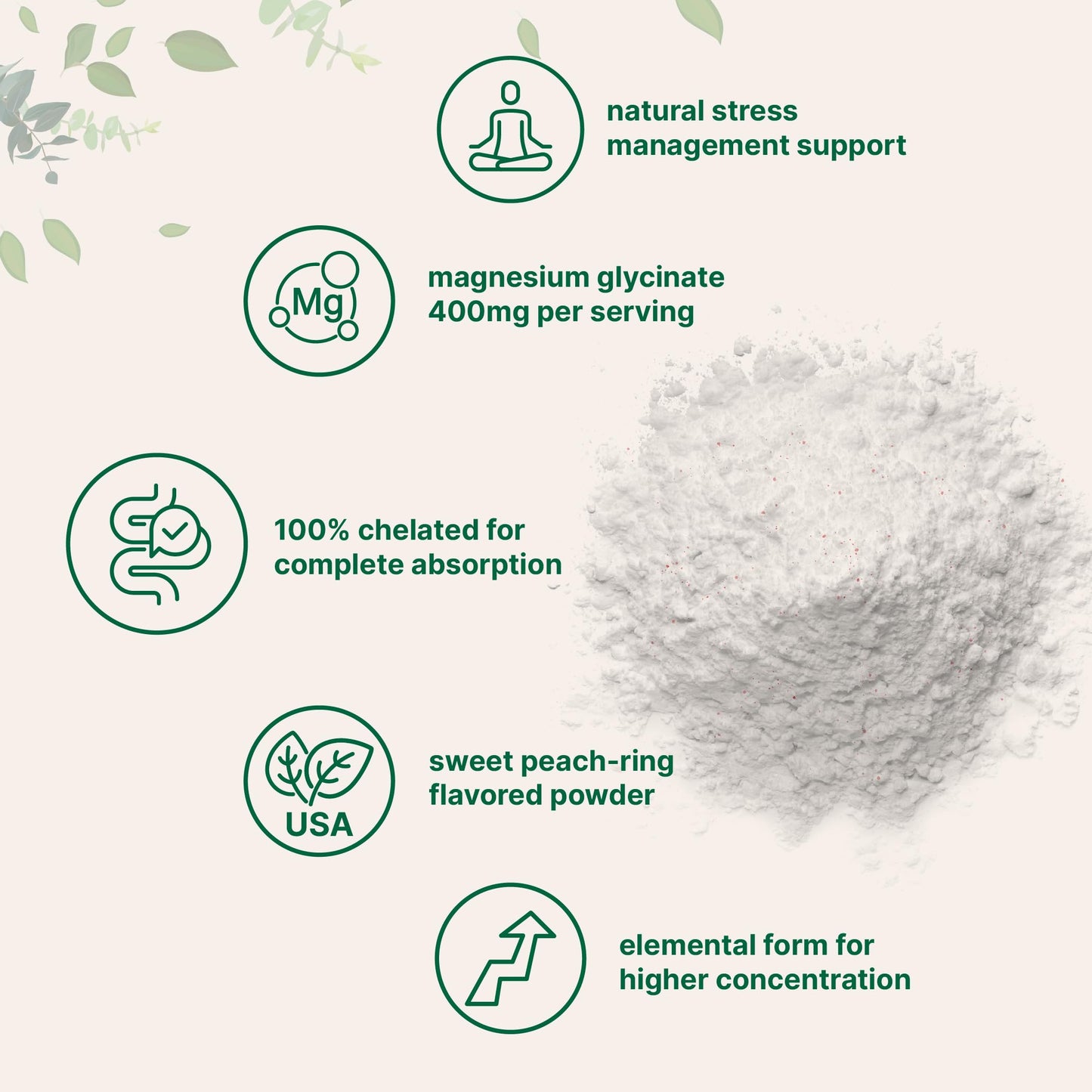 Pre-Order | Arrives in 5–10 Days – Magnesium Glycinate Powder for Sleep & Relaxation, 12oz (56 Servings) | 400mg of Highly Bioavailable Magnesium Glycinate | Healthy Muscle, Bones & Mood Support - Sweet Peach Ring Flavor, Sugar Free