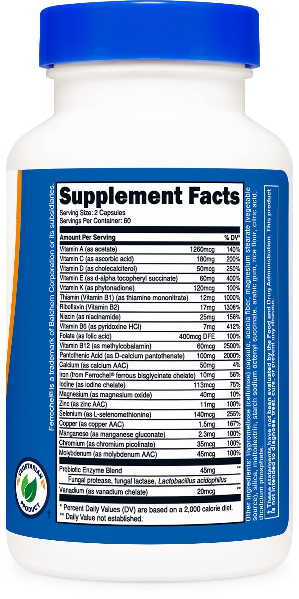 Pre-Order | Arrives in 5–10 Days – Nutricost Multivitamin with Probiotics 120 Vegetarian Capsules - Packed with Vitamins & Minerals