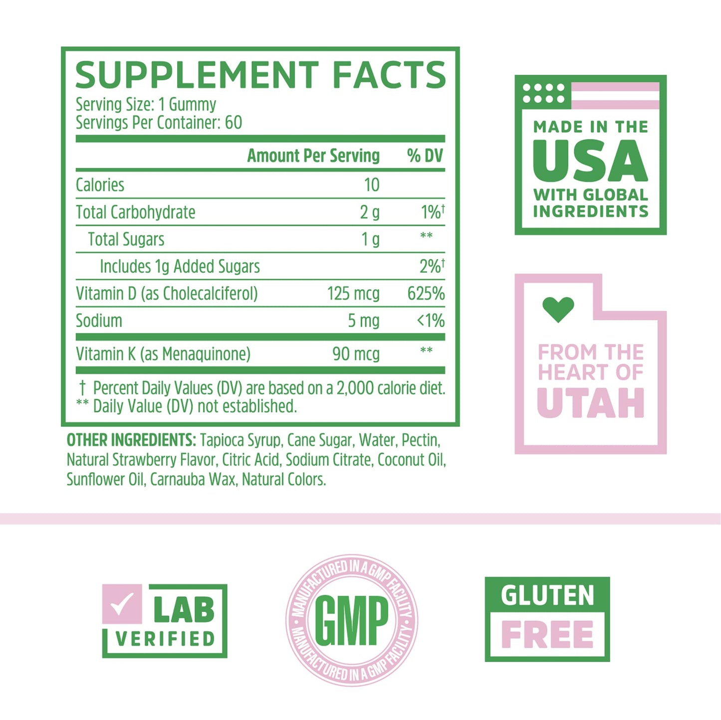 Pre-Order | Arrives in 5–10 Days – Zhou D3+K2 - Vitamin D3 K2 Supplement for Women & Men, Immune Support Vit D3 and K2 Gummy, Gelatin Free Formula with 5000 IU of D3 and MK-7 - 60 Veggie Gummies (Pack of 1)