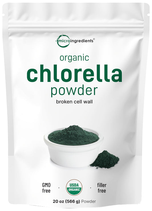 Pre-Order | Arrives in 5–10 Days – Micro Ingredients Organic Chlorella Powder, 20 Ounces | Broken Cell Wall for Complete Absorption | Raw Superfood Supplement, Rich in Protein & Vitamins | Non-GMO, Vegan, Non-Irradiated