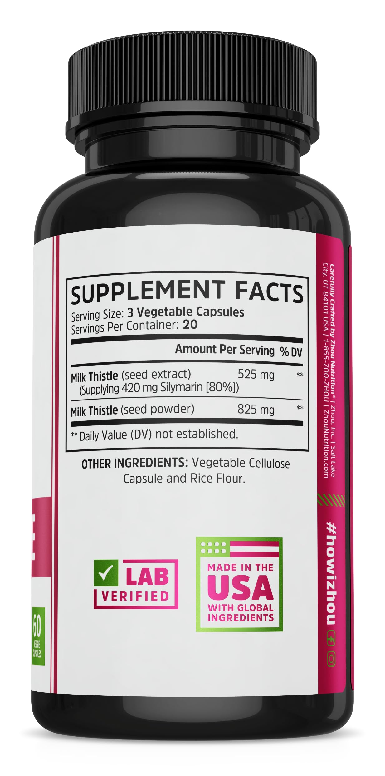Pre-Order | Arrives in 5–10 Days – ZHOU Milk Thistle : 24: Vcp, (Btl-Plastic) 450mg 60ct