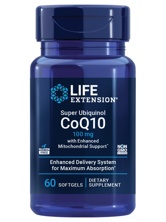 Pre-Order | Arrives in 5–10 Days – Life Extension Super Ubiquinol CoQ10 with Enhanced Mitochondrial Support, ubiquinol CoQ10, shilajit, potent heart health & cellular energy production support, ultra-absorbable, gluten-free, 60 softgel