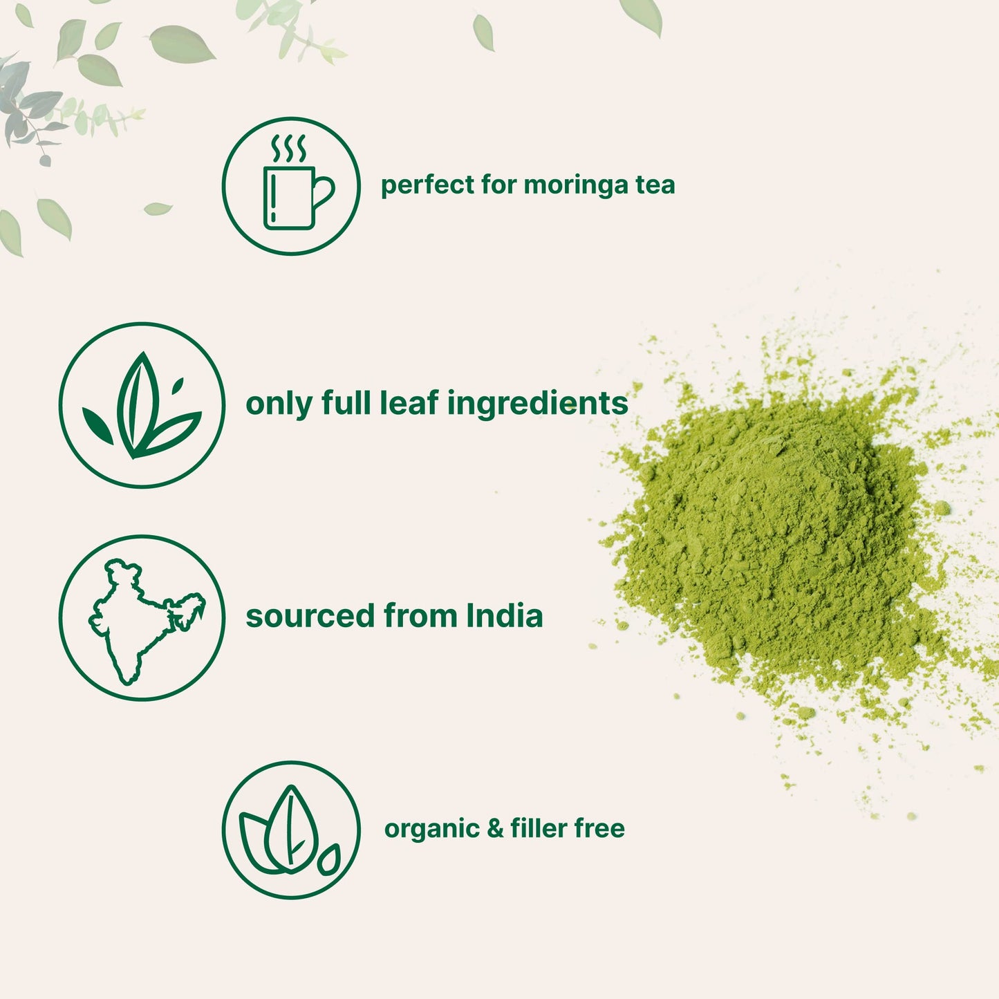 Pre-Order | Arrives in 5–10 Days – Organic Moringa Oleifera Leaf Powder, 2 Pounds, Rich in Antioxidants and Immune Vitamin, Great Superfoods for Moringa Tea, Moringa Drink, India Grown, Vegan