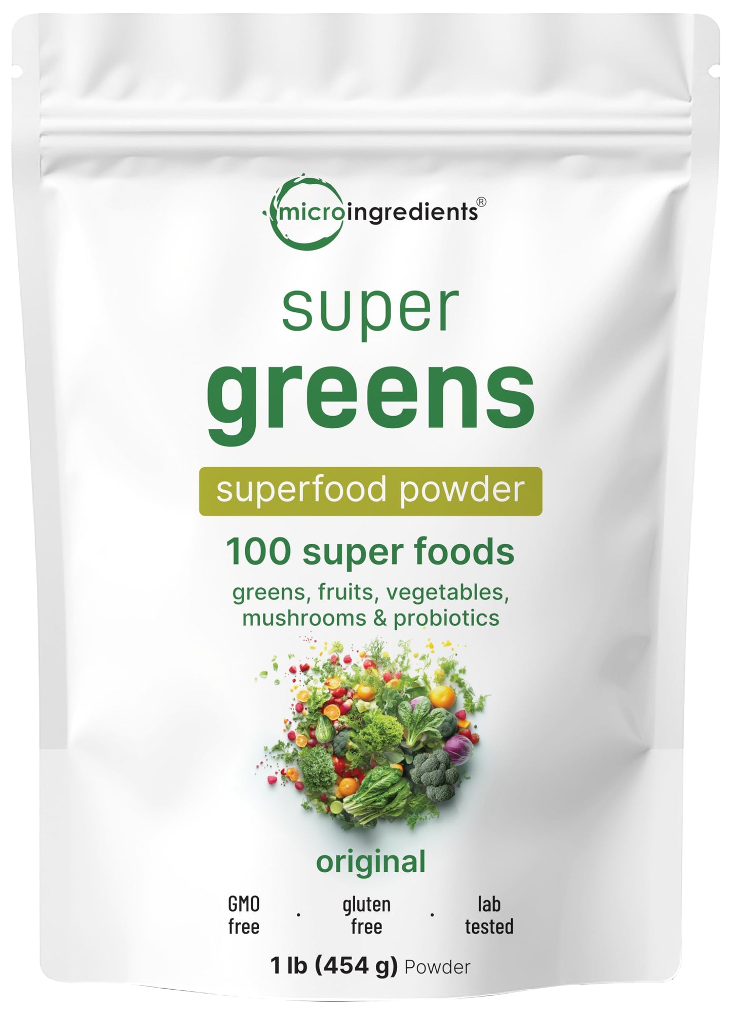 Pre-Order | Arrives in 5–10 Days – Super Greens Powder, 1lb | 100 Superfood Blend | Daily Greens, Whole Food Fruits and Vegetables, Mushrooms, & Probiotics | Wheatgrass, Spirulina, Lions Mane, Beet Root | Original, Non-GMO