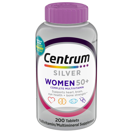 Pre-Order | Arrives in 5–10 Days – Centrum Silver Women's Multivitamin for Women 50 Plus, Multivitamin/Multimineral Supplement with Vitamin D3, B Vitamins, Non-GMO Ingredients, Supports Memory and Cognition in Older Adults - 200 Ct