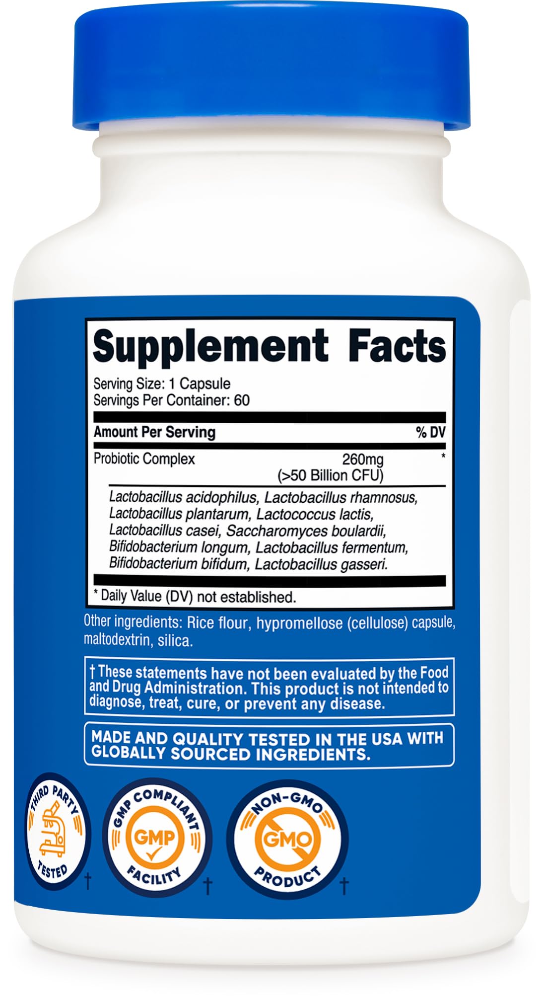Pre-Order | Arrives in 5–10 Days – Nutricost Probiotic Complex - 50 Billion CFU, 60 Capsules - Probiotic for Men and Women - Vegetarian Capsules, Non-GMO, Gluten Free