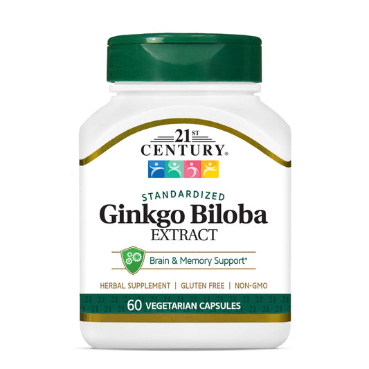 Pre-Order | Arrives in 5–10 Days – 21st Century Ginkgo Biloba Extract Veg Capsules, 60 Count