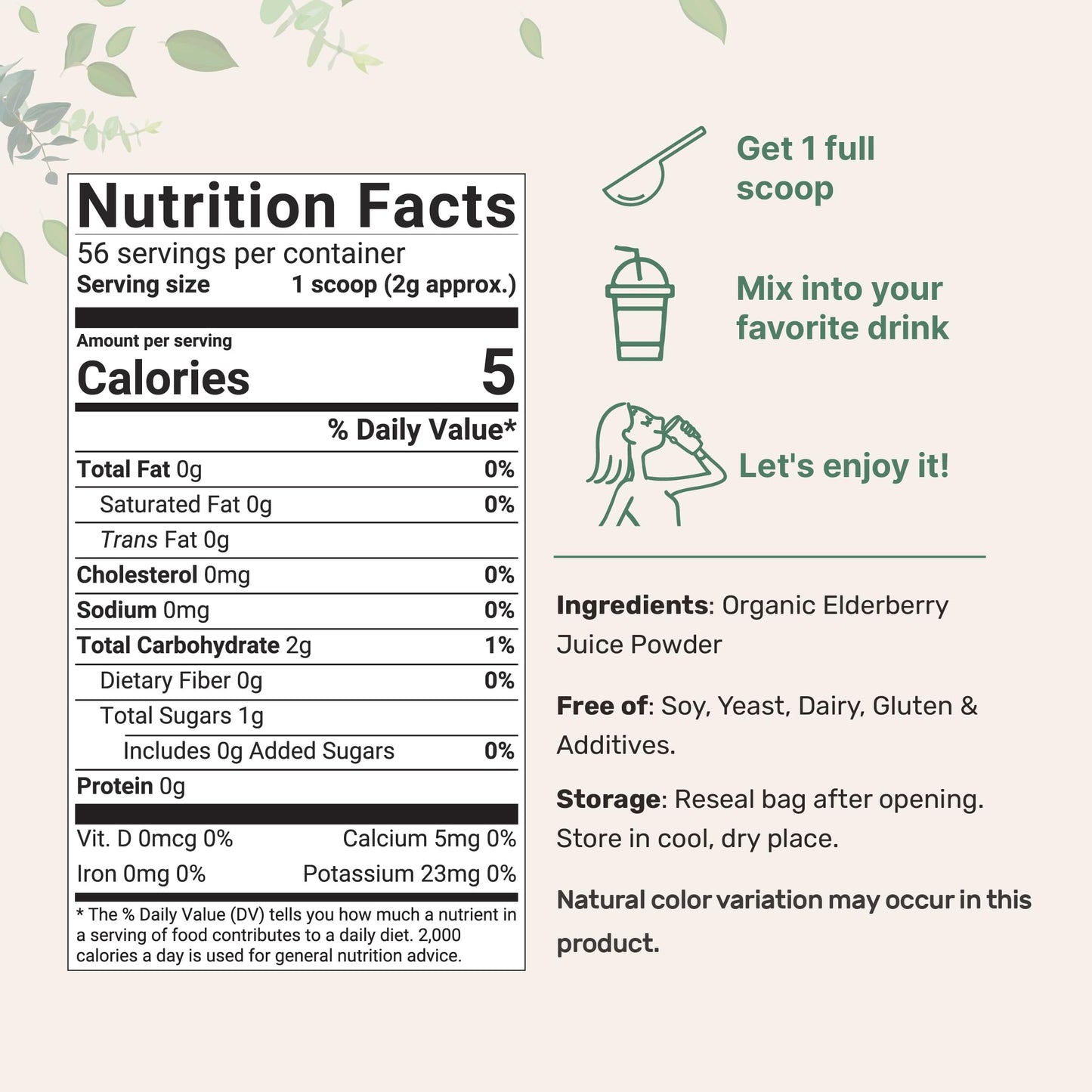Pre-Order | Arrives in 5–10 Days – Organic Elderberry Juice Powder, 4oz | 100% Natural Fruit Powder | Cold Pressed European Elderberries | No Sugar & Additives | Great Flavor for Drinks, Smoothie, & Beverages | Non-GMO & Vegan