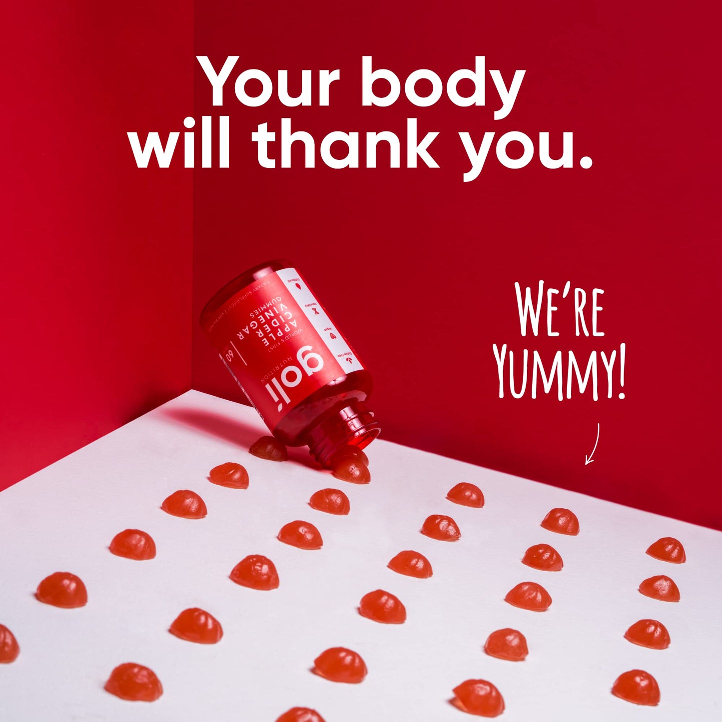 Pre-Order | Arrives in 5–10 Days – Goli Apple Cider Vinegar Gummy Vitamins - 60 Count - Vitamin B12, Gelatin-Free, Gluten-Free, Vegan & Non-GMO