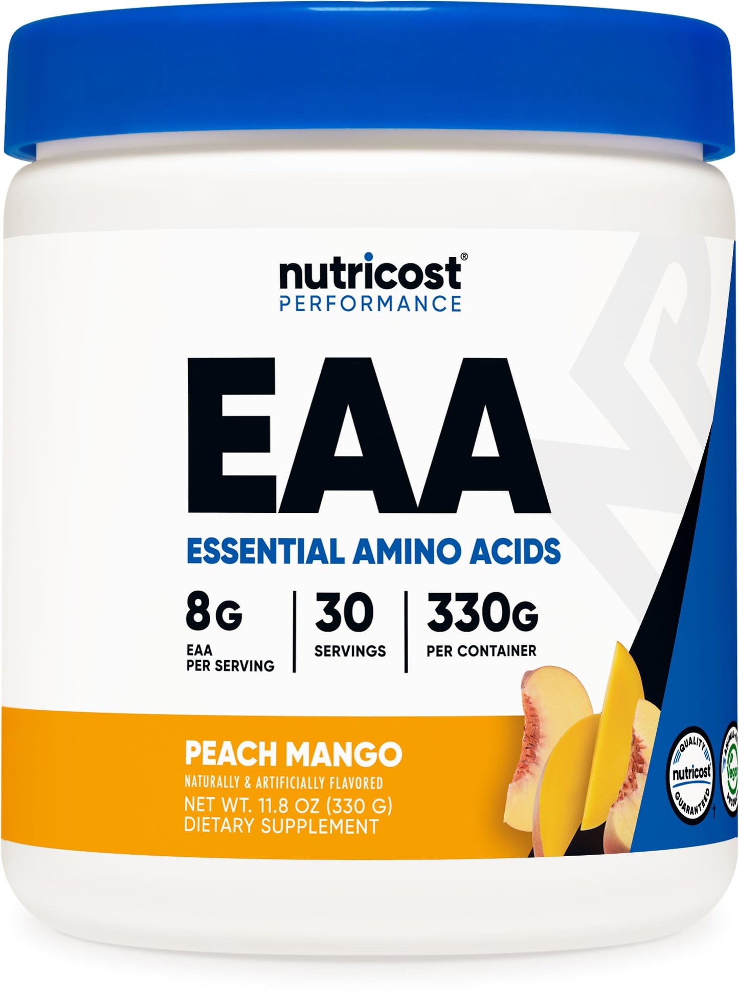 Pre-Order | Arrives in 5–10 Days – Nutricost EAA Powder 30 Servings (Peach Mango) - Essential Amino Acids - Non-GMO, Gluten Free, Vegetarian Friendly