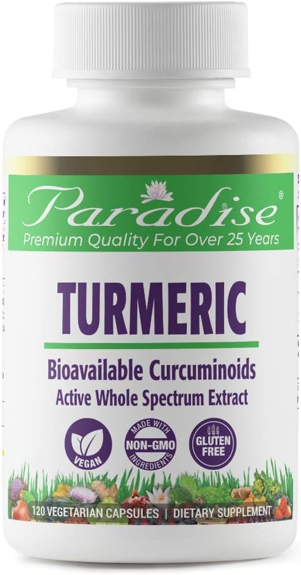 Pre-Order | Arrives in 5–10 Days – Paradise Organic Turmeric Rhizome Extract, Active Whole Spectrum Extract, Super Potent, Ultra Pure, Vegan, Non-GMO, Gluten Free, 120 Vegetarian Capsules