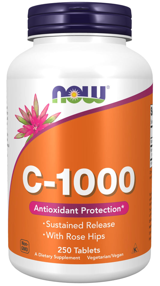 Pre-Order | Arrives in 5–10 Days – Now Foods, C-1000 ,Now Foods Vitamin C-1000 Sustained Release with Rose Hips, 250 Tablets