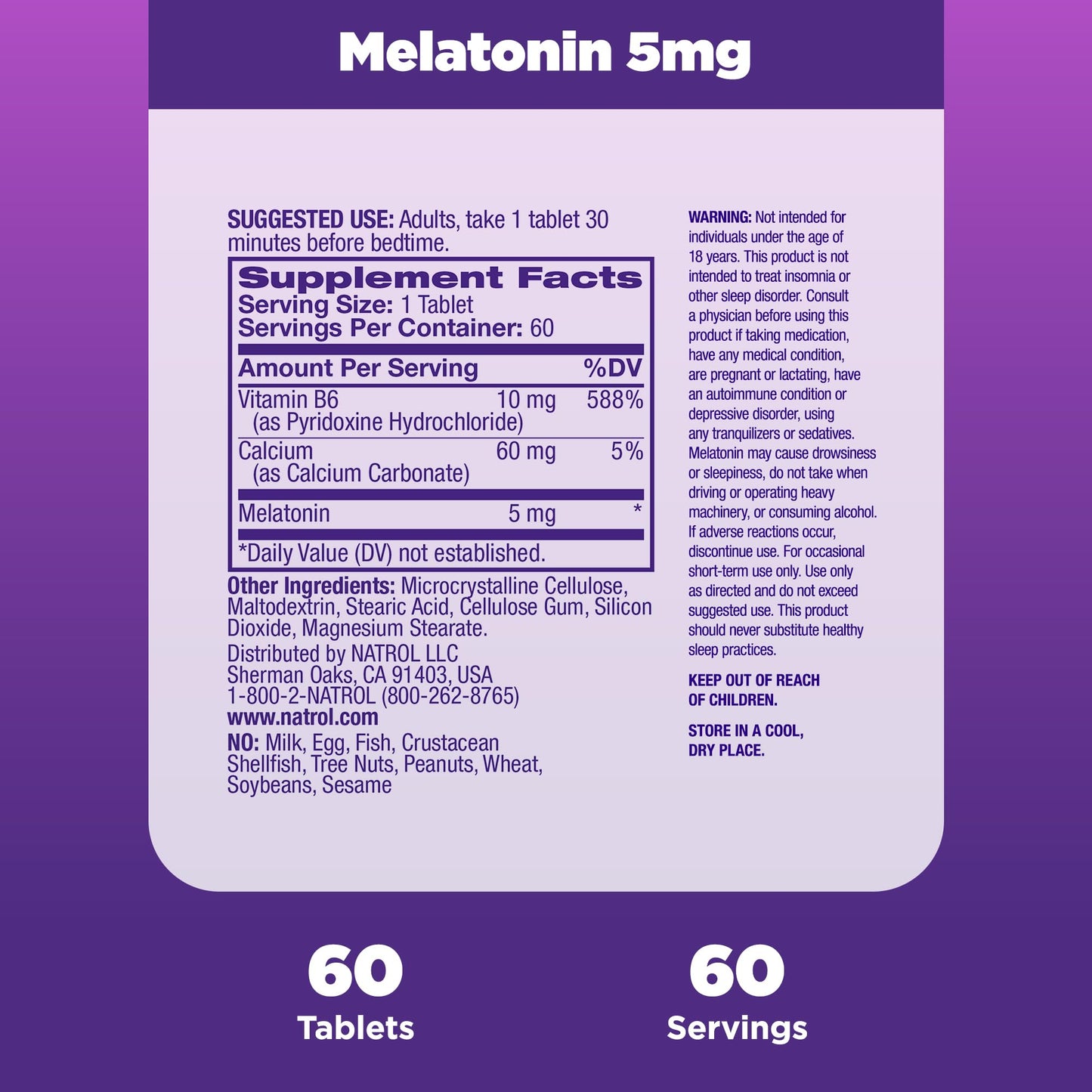 Pre-Order | Arrives in 5–10 Days – Natrol Melatonin 5 mg, Dietary Supplement for Restful Sleep, Sleep Supplements for Adults, 60 Melatonin Tablets, 60 Day Supply