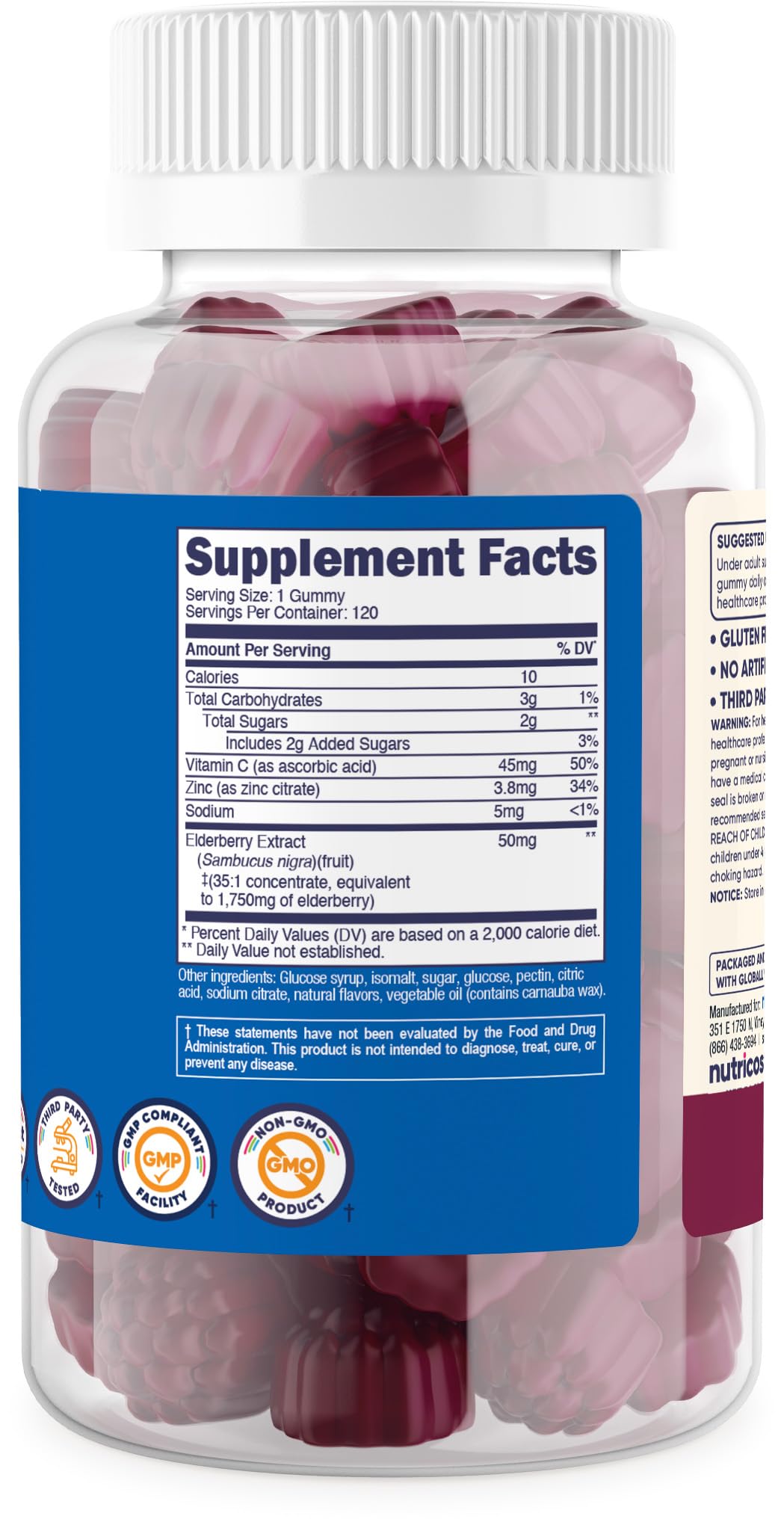 Pre-Order | Arrives in 5–10 Days – Nutricost Kids Elderberry Gummies (50mg) with Zinc & Vitamin C 120 Gummies - Gluten Free, No Corn Syrup