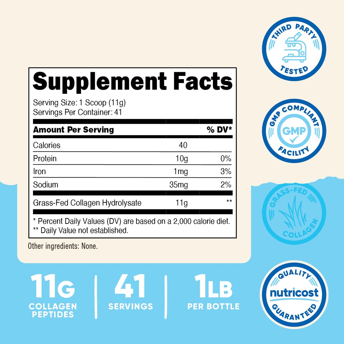 Pre-Order | Arrives in 5–10 Days – Nutricost Grass-Fed Collagen Powder 1LB (454 G) - Bovine Collagen Hydrolysate (Unflavored) - Collagen Peptides