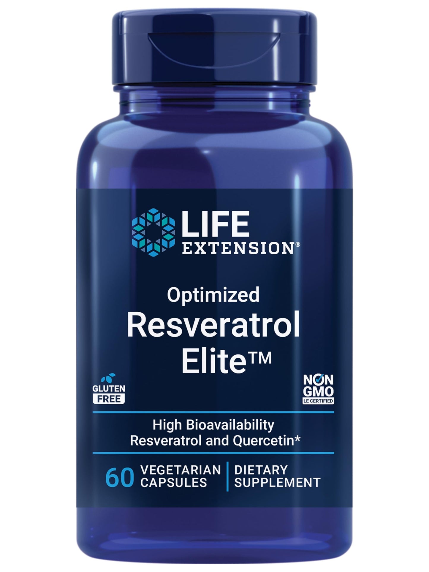 Pre-Order | Arrives in 5–10 Days – Life Extension Optimized Resveratrol Elite, Trans-resveratrol, quercetin, Healthy Aging, Heart Health, Brain Health, oxidative Stress, Gluten-Free, Non-GMO, Vegetarian, 60 Capsules