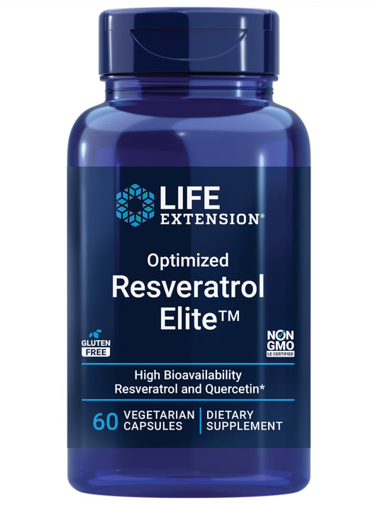 Pre-Order | Arrives in 5–10 Days – Life Extension Optimized Resveratrol Elite, Trans-resveratrol, quercetin, Healthy Aging, Heart Health, Brain Health, oxidative Stress, Gluten-Free, Non-GMO, Vegetarian, 60 Capsules