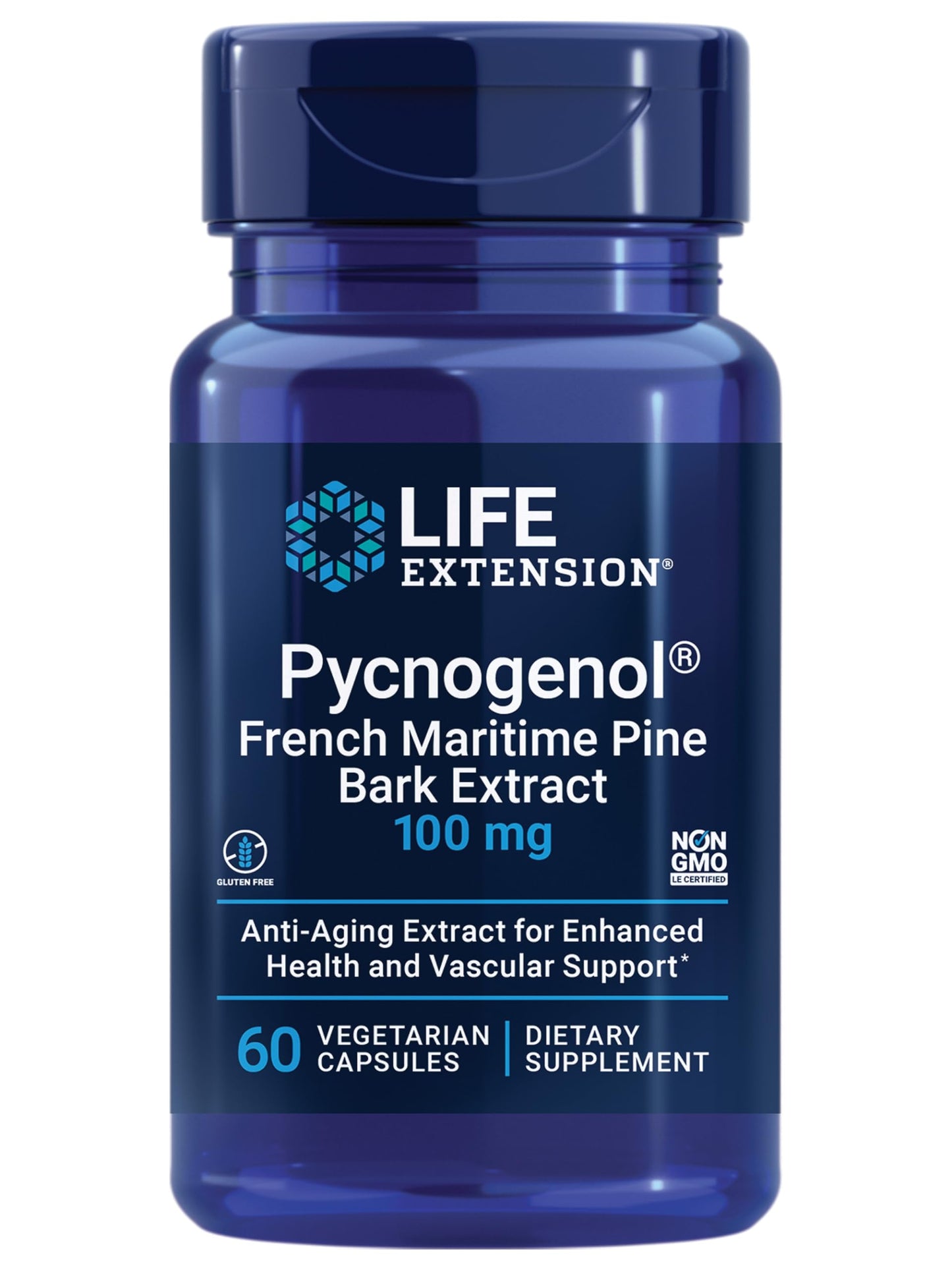 Pre-Order | Arrives in 5–10 Days – Life Extension Pycnogenol – French Maritime Pine Bark Extract – Scientifically Studied healthy aging & Vascular Health Supplement – Non-GMO, Gluten-Free, Vegetarian – 60 Capsules