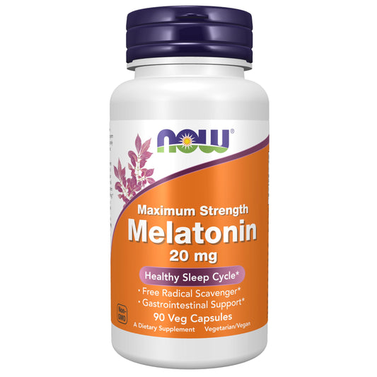 Pre-Order | Arrives in 5–10 Days – NOW Foods Supplements, Maximum Strength Melatonin 20 mg, Healthy Sleep Cycle*, Free Radical Scavenger*, Gastrointestinal Support*, 90 Veg Capsules