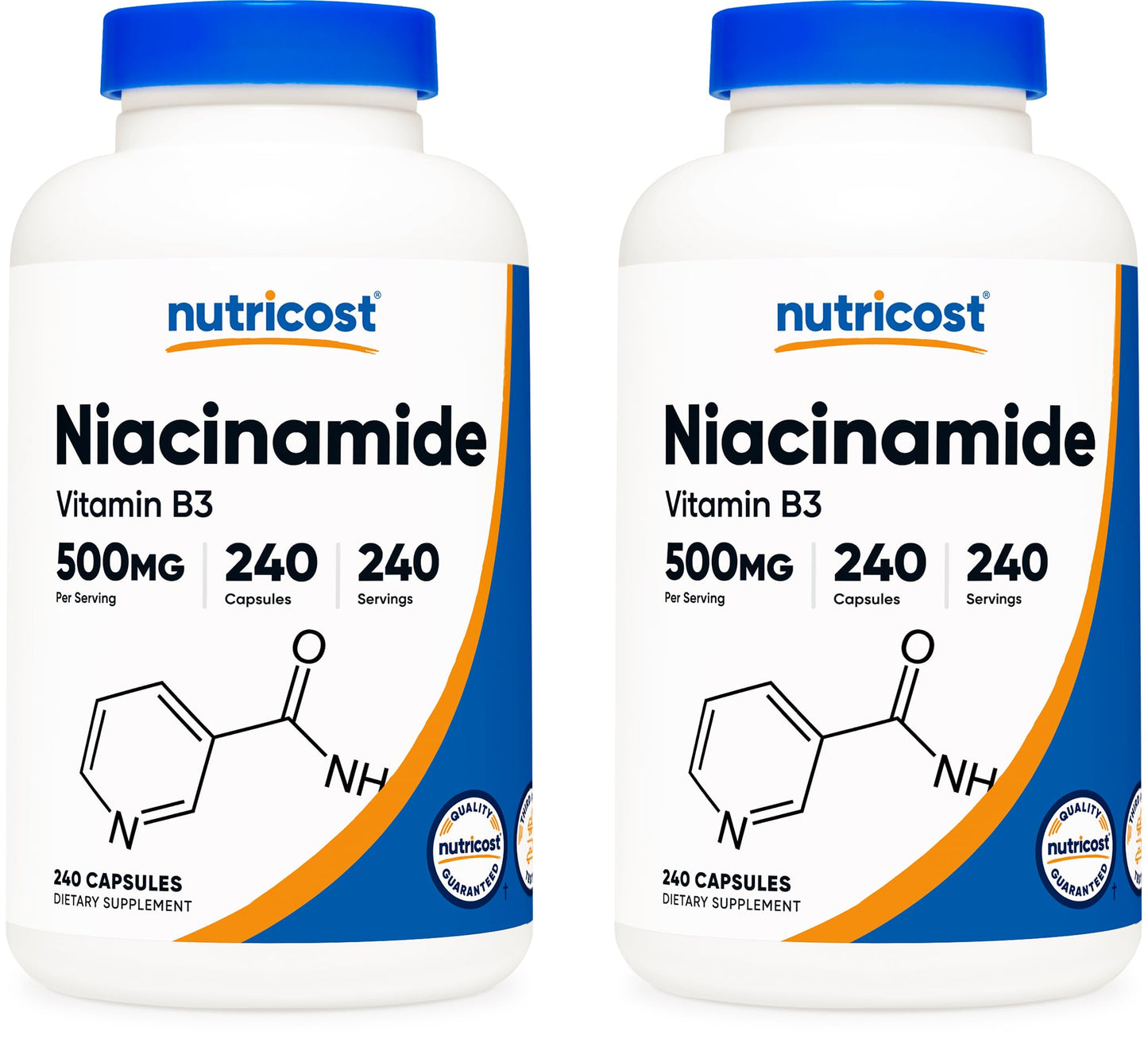 Pre-Order | Arrives in 5–10 Days – Nutricost Niacinamide (Vitamin B3) 500mg, 240 Capsules (2 Bottles)