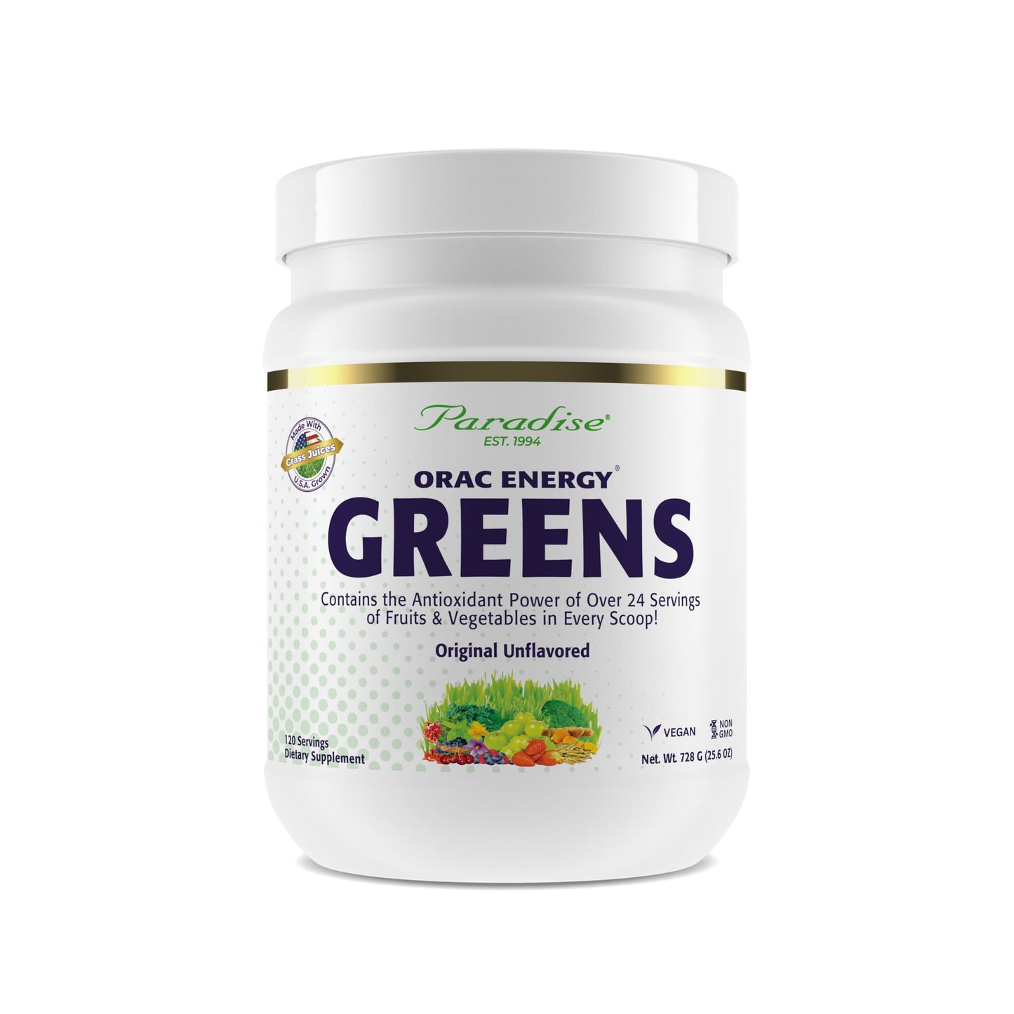 Pre-Order | Arrives in 5–10 Days – Paradise Herbs, ORAC Energy Greens Powder, Antioxidant Power of 24 Servings of Fruits & Vegetables in 1 Scoop, 120 Servings