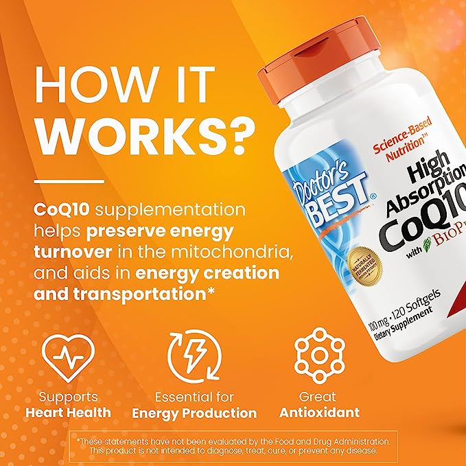 Pre-Order | Arrives in 5–10 Days – Doctor's Best High Absorption CoQ10 with BioPerine, Gluten Free, Naturally Fermented, Heart Health, Energy Production, 100 mg, 120 Count