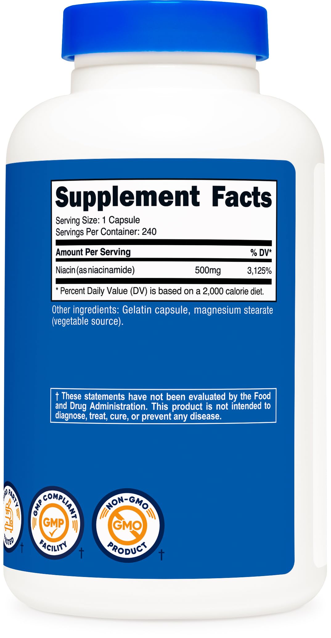 Pre-Order | Arrives in 5–10 Days – Nutricost Niacinamide (Vitamin B3) 500mg, 240 Capsules - Non-GMO, Gluten Free, Flush Free Vitamin B3