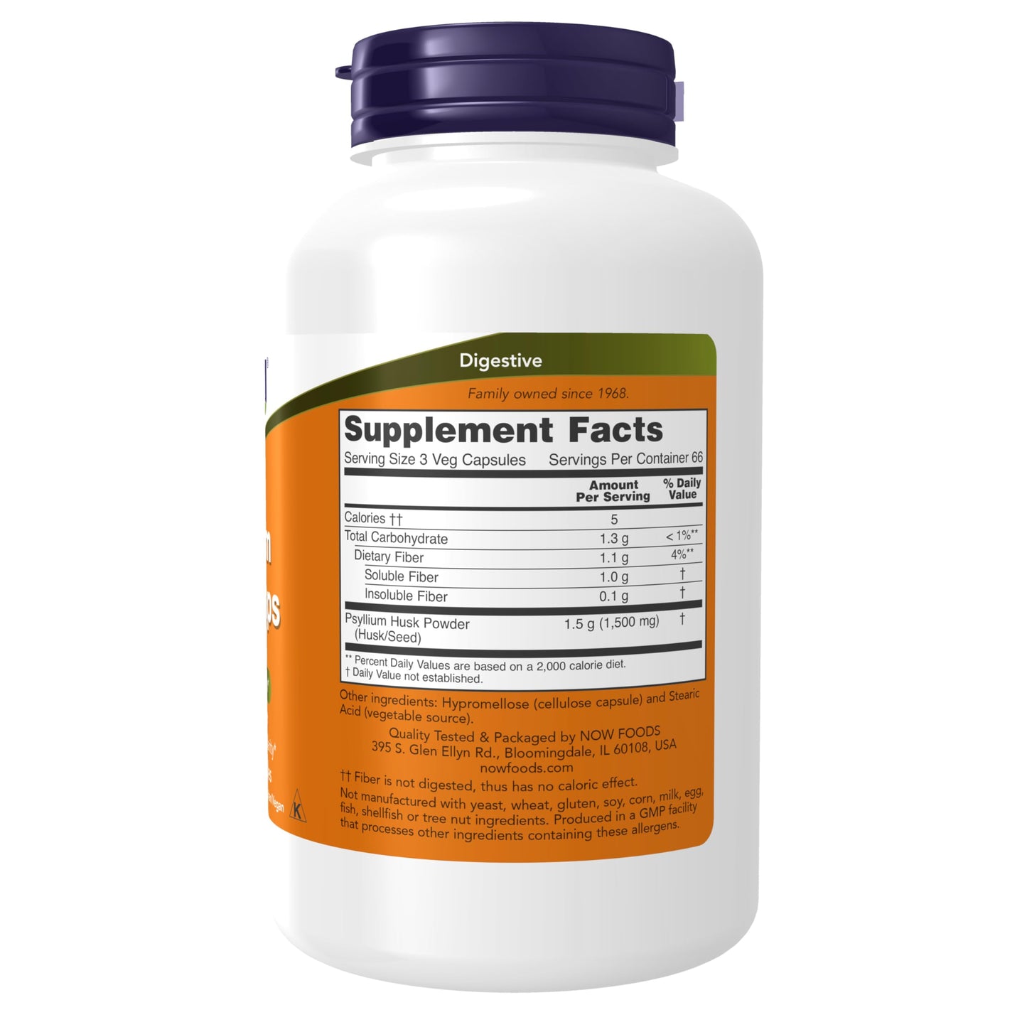 Pre-Order | Arrives in 5–10 Days – NOW Foods Supplements, Psyllium Husk Caps 500 mg, Non-GMO Project Verified, Natural Soluble Fiber, Intestinal Health*, 200 Veg Capsules