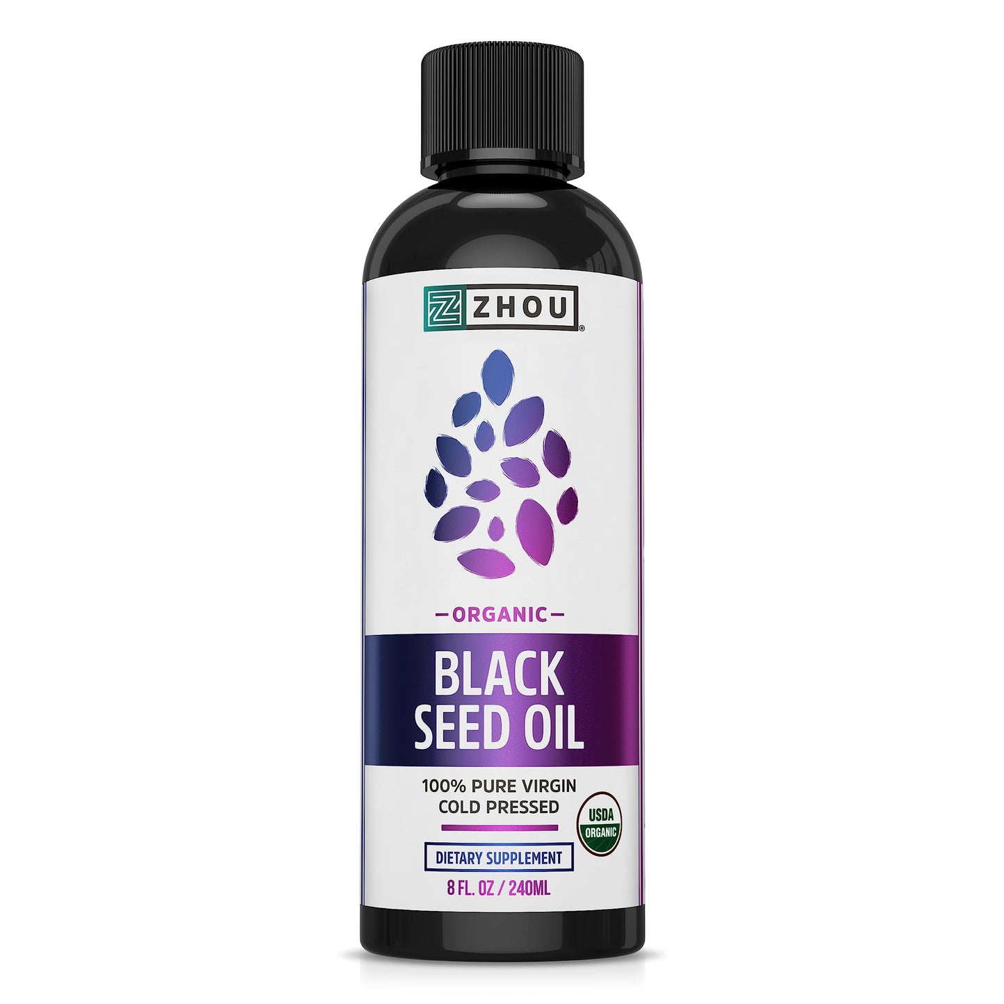 Pre-Order | Arrives in 5–10 Days – Zhou Organic Black Seed Oil - Black Cumin Seed Oil Cold Pressed, Nigella Sativa, Pure Unrefined Blackseed Liquid, Premium Supplement for Health with Thymoquinone, Omega 3 6 9 - 8 Fl Oz (Pack of 1)